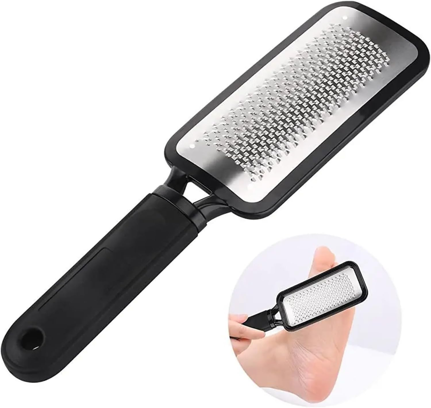 Stainless Steel Feet File to the Skin and Calluses of the Feet Foot Rub Rubbing Stone Pedicure Tool(Black) - Black image number 3