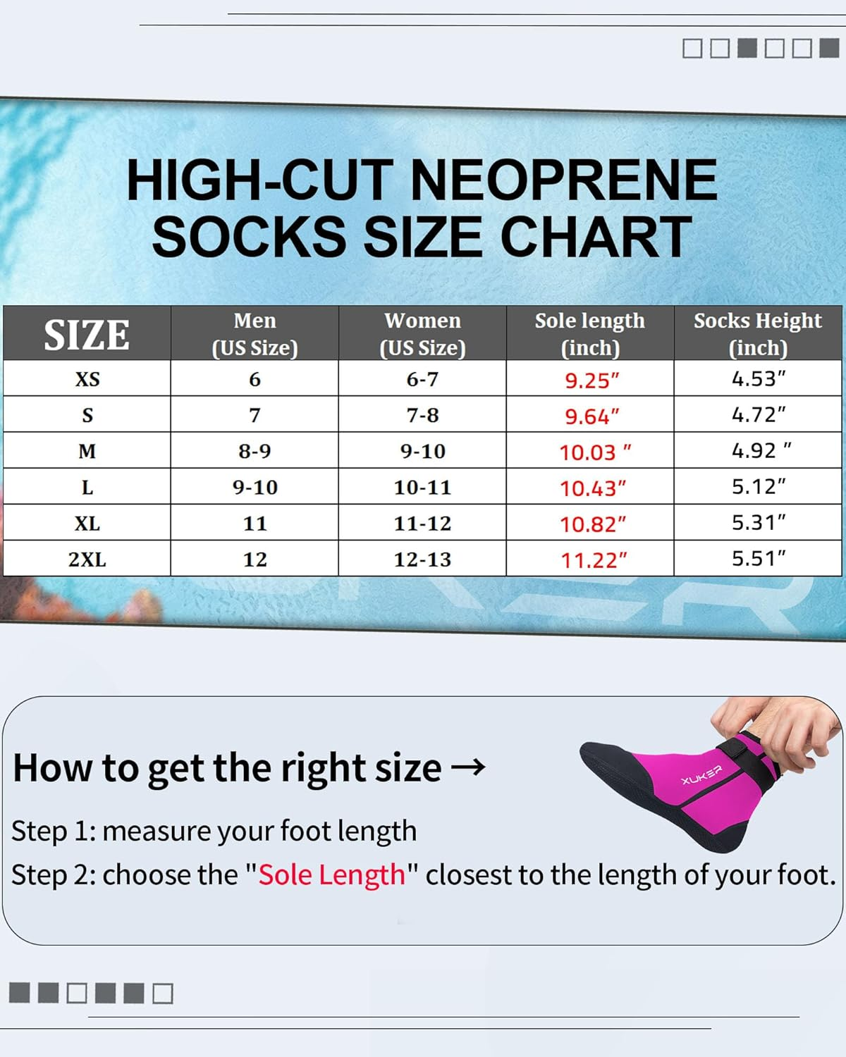 XUKER Neoprene Socks, 3Mm Beach Volleyball Sand Soccer Wetsuit Socks Water Booties for Diving Snorkeling Kayaking Paddling image number 1