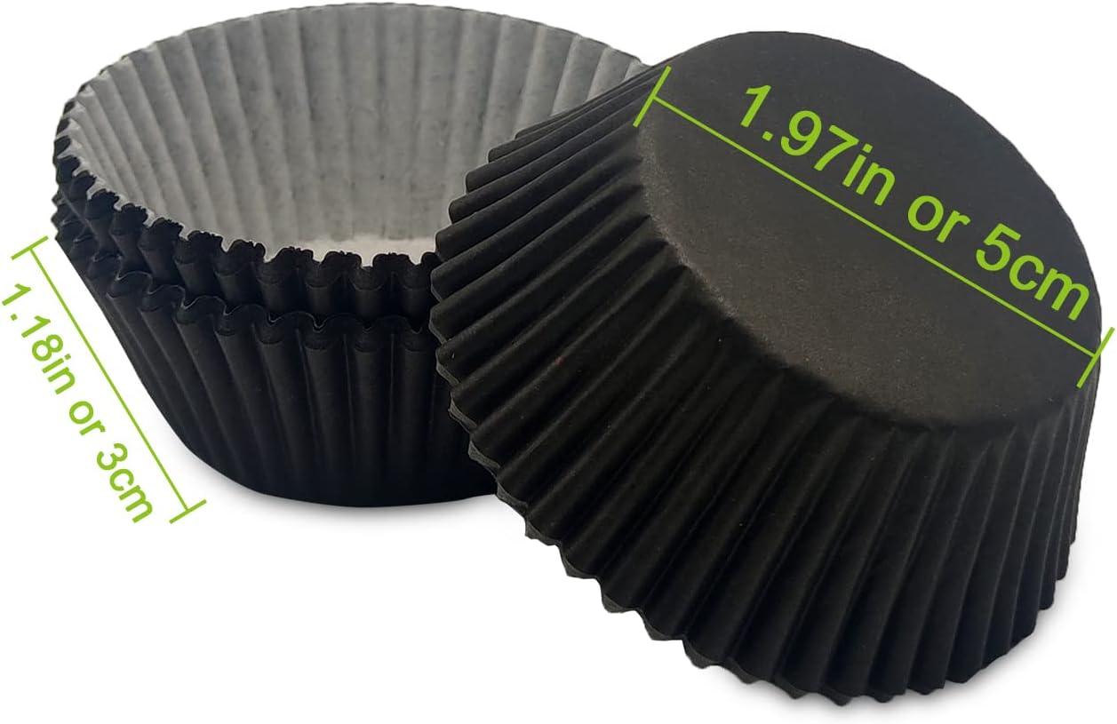 Standard Baking Cups, Classic Black Greaseproof Festive Cupcake Liners, 150-Count image number 5