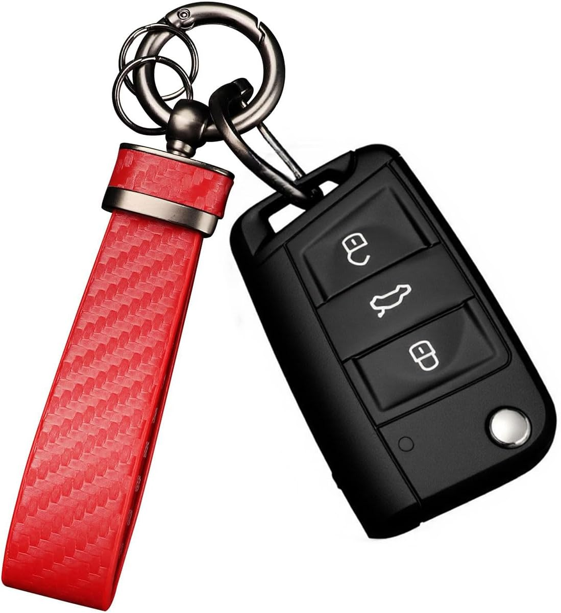 Car Keychain - Premium PU Leather Keyring with Anti-Loss D-Ring & 360&deg; Rotatable Key Chain and Screwdriver, Universal Key Chains for Key Fobs for Men and Women image number 5