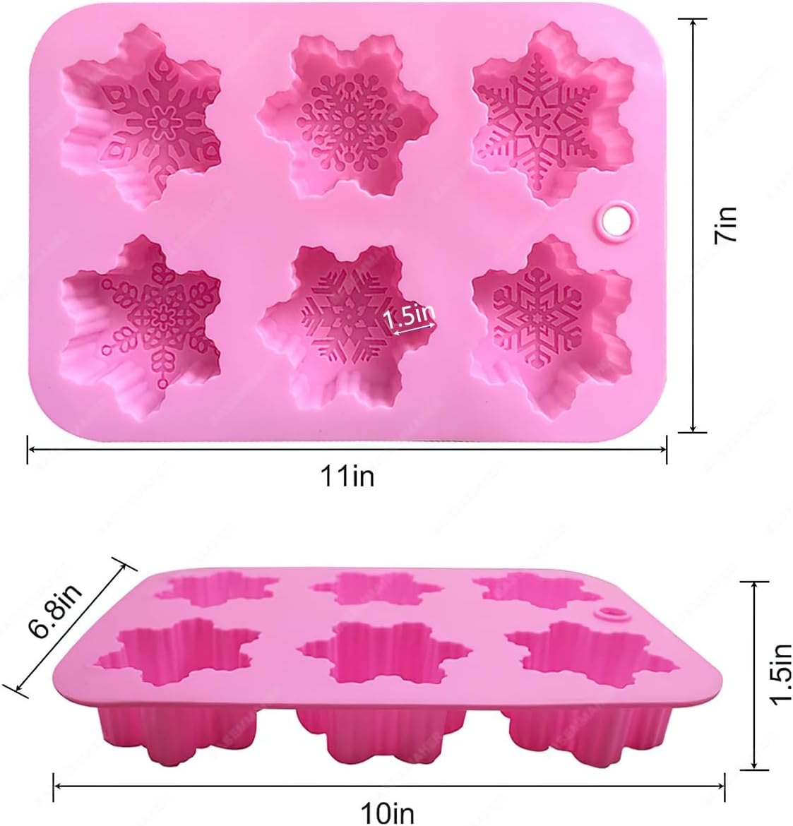 Christmas Snowflake Silicone Chocolate Mold for Baking Cake Biscuits Fondant Candy Ice Cube Bath Bombs Jelly Making Soap Candles Molds for Xmas Party Holiday Decorating 2Pcs image number 6