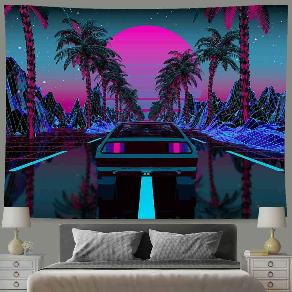 Car Tapestry 1980S Science Fiction Super Sports Car Tapestry Forest Road Tapestry Suitable for Home Decoration Art for Bedroom Living Room GTLTIE582 image number 3