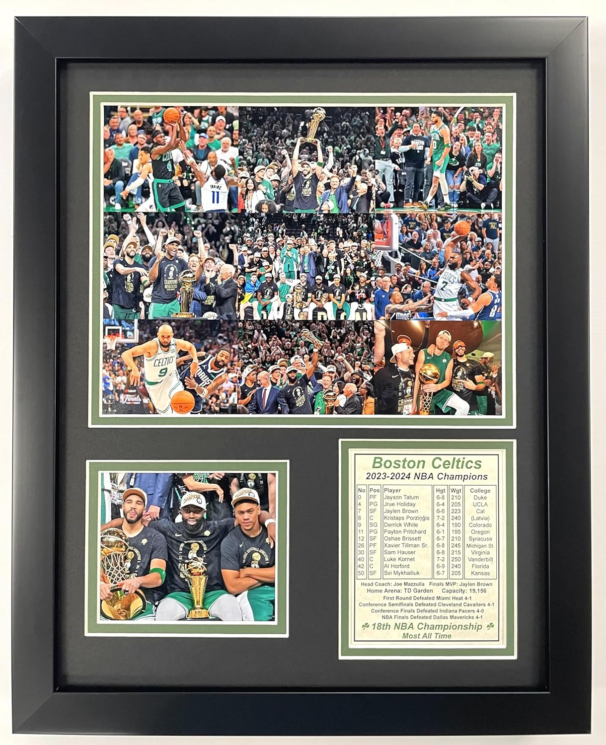 Boston Celtics | 2023-2024 Champions | Framed Photo Collage | 2 Sizes and 3 Styles | (Podium, 12"X15")