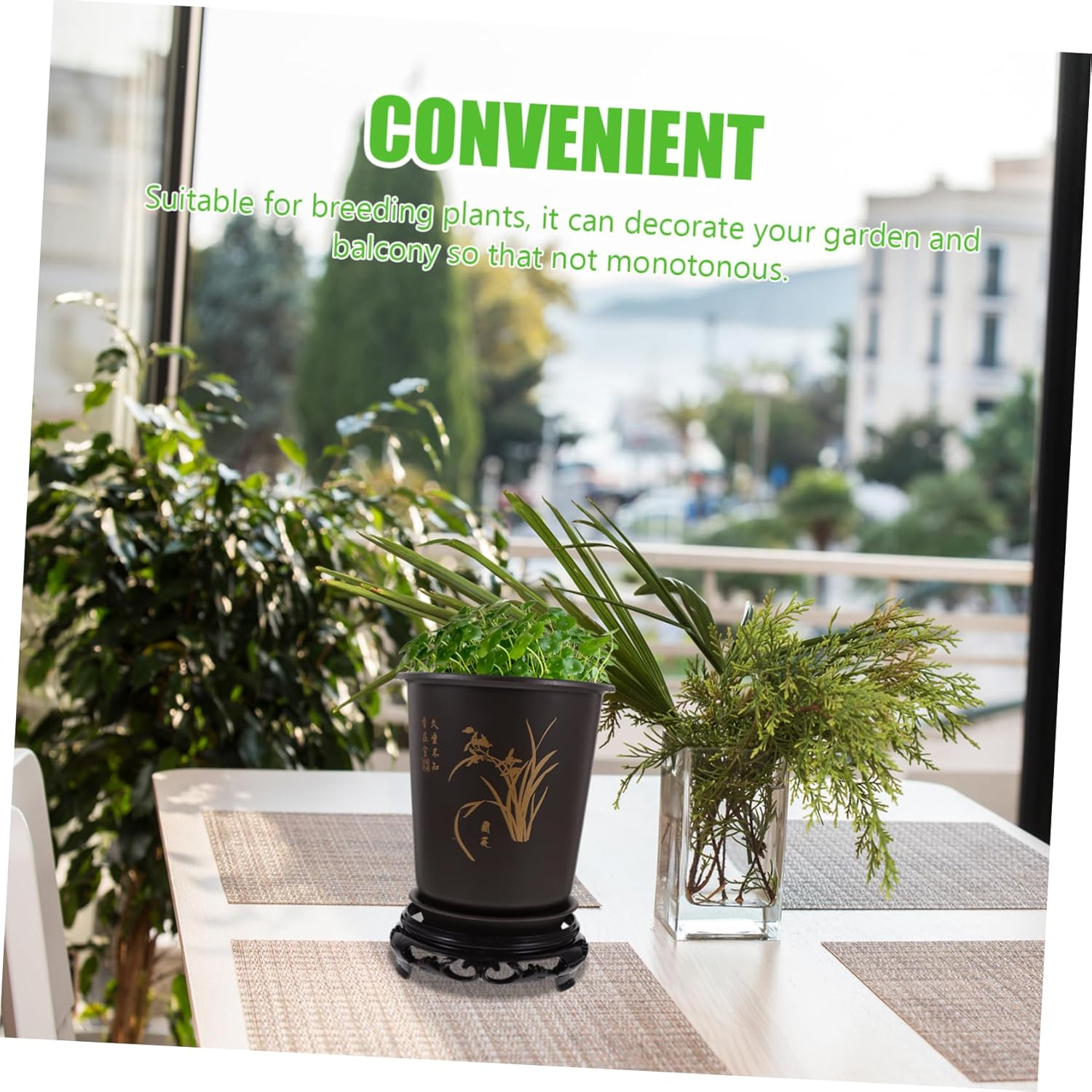 MERRYHAPY 2Sets Orchid Flowerpots Base for Indoor Plants Chic and Decorative Flower Pots Material for Ferns image number 6