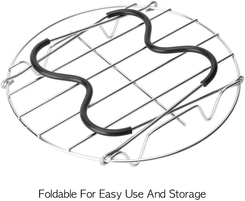 Steamer Rack Trivet with Heat Resistant Silicone Handles Compatible with Instant Pot Accessories 6 Qt 8 Quart, Stainless Steam Rack Pressure Cooker Trivet - Long Handles for Easy Chicken & Pot image number 3