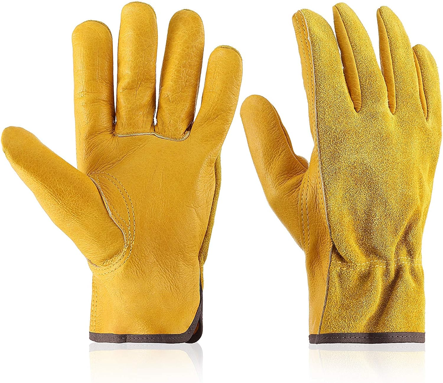 Garden Gloves Leather Gardening Gloves Thorn and Cutting Proof Work Garden Gloves image number 3