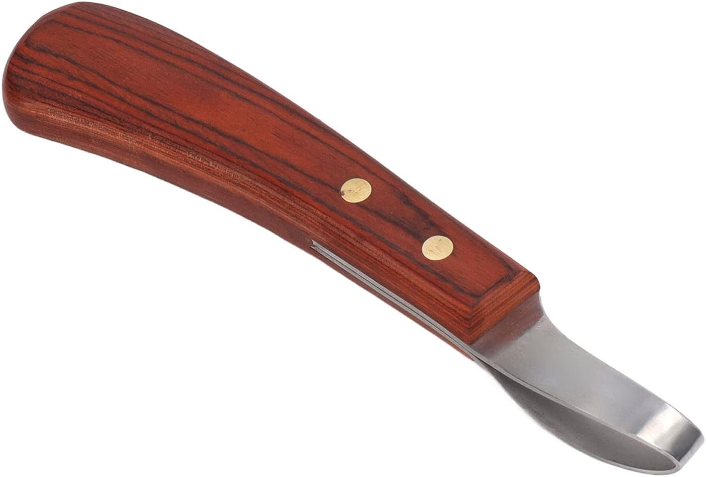 Super Hoof Knife, Right Handed Hoof Knife with Wooden Handle, Professional Farrier Tool for Small Horses, Equine Grooming Loop Oval Hoof Trimming Knife for Cutting Horses
