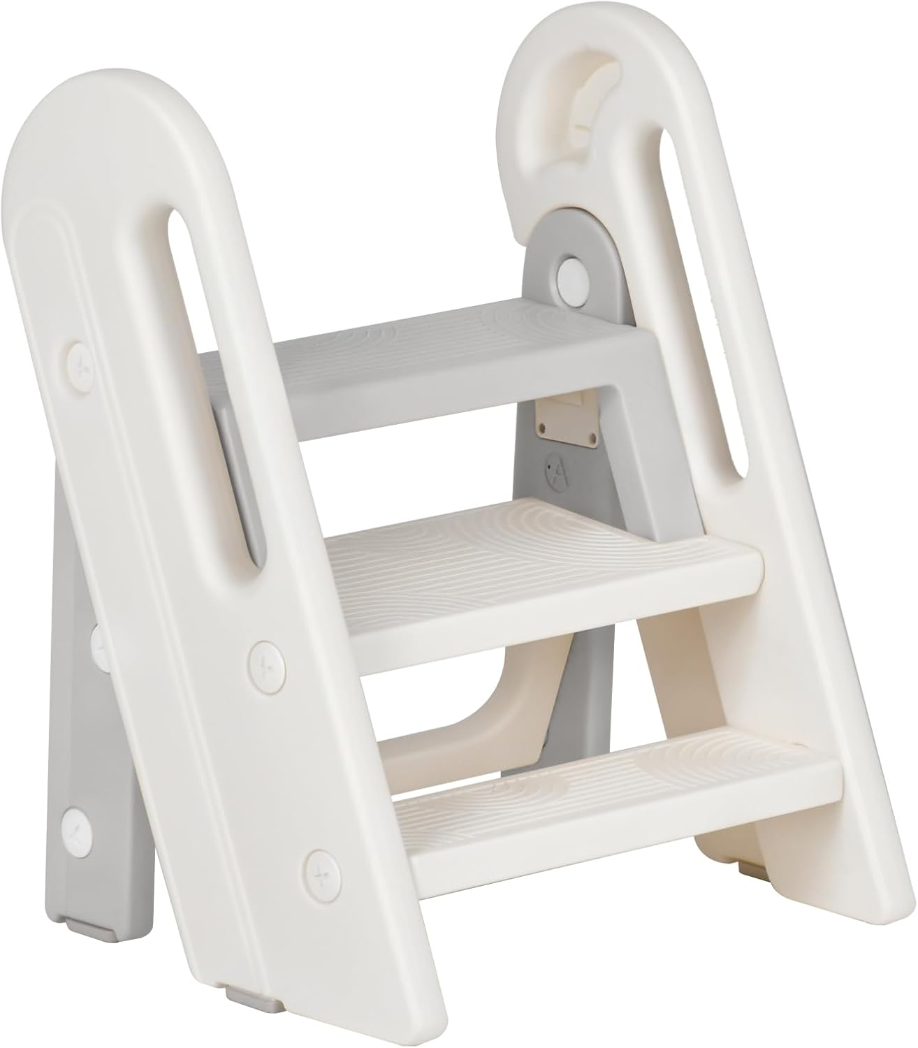 Foldable Kids Step Stool with Safety Handles,3-Tier Toddler Step Learning Ladder with Adjustable Pedal and Non-Slip Steps for Toilet Potty Training,Kitchen Standing Tower,Bathroom Sink