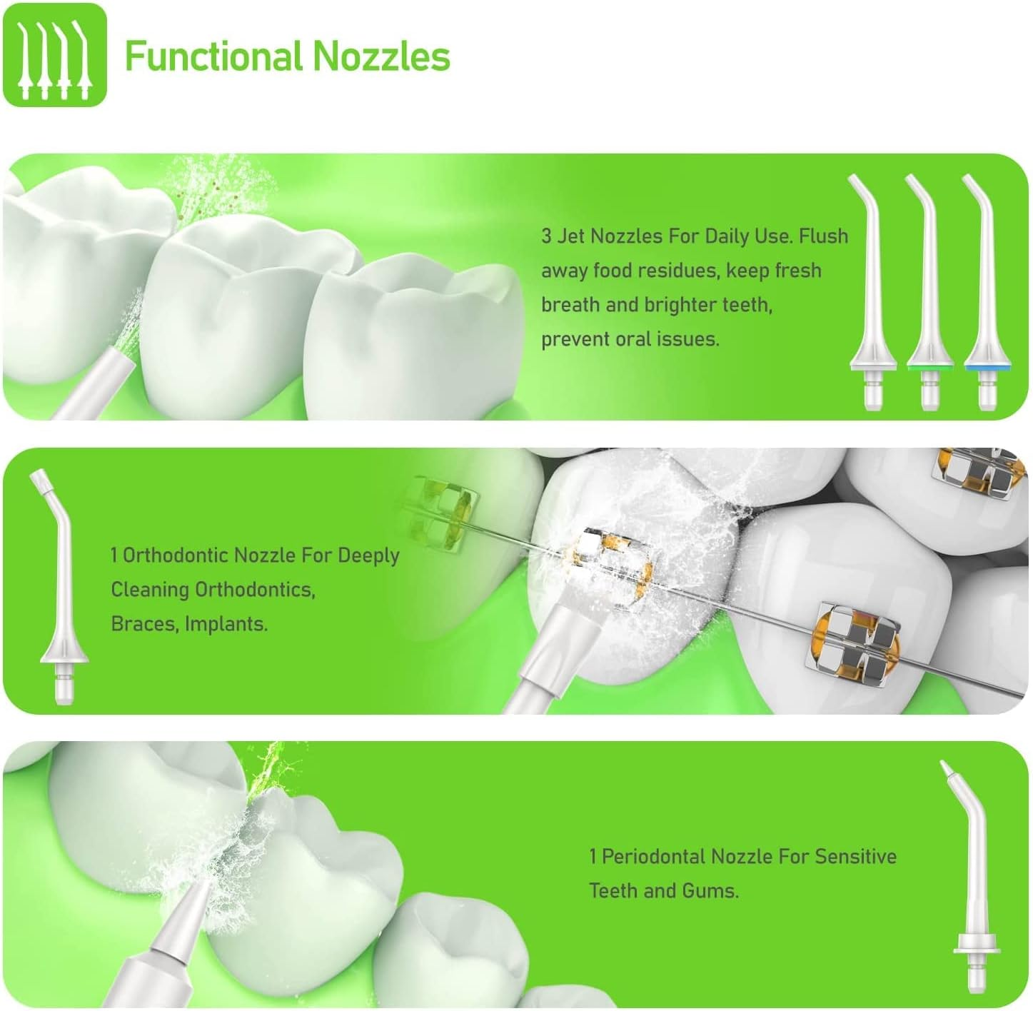 【2025 New Edition】Voinee Water Dental Flosser Oral Irrigator for Dental&Oral Care with 8 Tips 5 Modes 6 Pressure Levels IPX7 Waterproof 300ML Water Tank Low Noise Portable Cordless Rechargeable Teeth Cleaner for Home&Travel image number 6