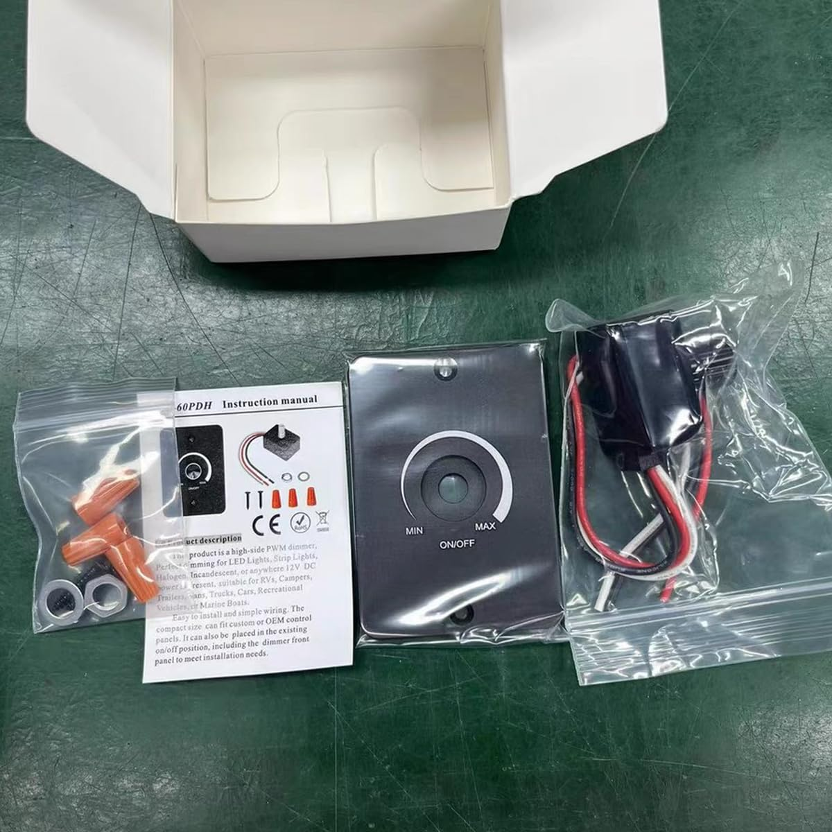 12V 5A 60W Light Dimmer, RV Boat Dimmer Switch High Side PWM Rotary Dimming Switch for Camper Van Travel Trailer Truck Lighting Fixtures, Strip and Puck Lights, Awning