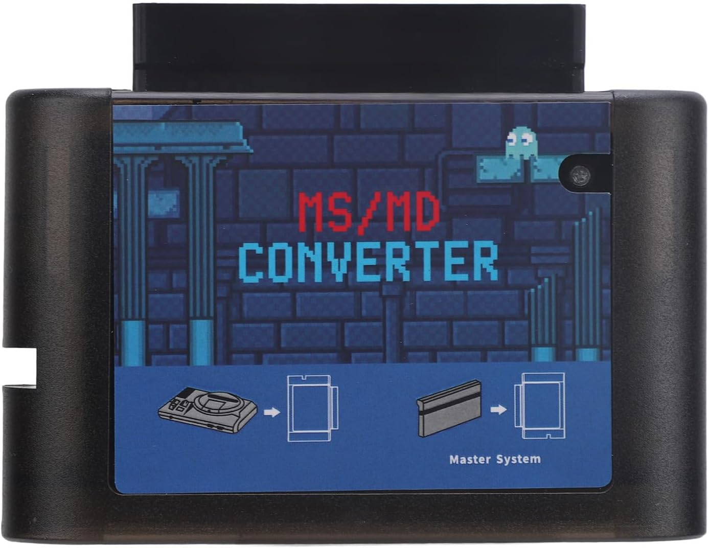 MS to MD Game Card Adapter for Retron 5 3 2, MS to MD Game Video Converters for Mega Drive for Genesis, MS to MD Game Burner Card Converter Enriched Gaming Experience (Black Transparent)