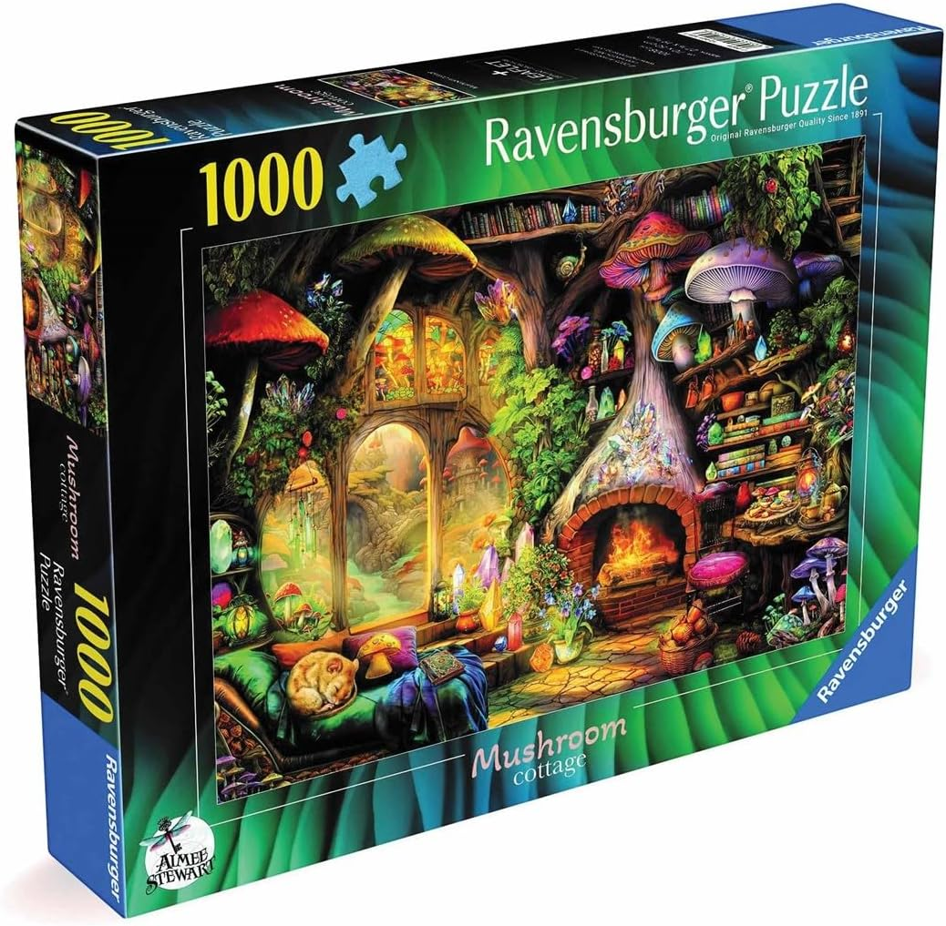 Ravensburger Mushroom Cottage Puzzle &ndash; 1000 Piece Jigsaw for Adults, Fantasy Cottagecore Art Scene