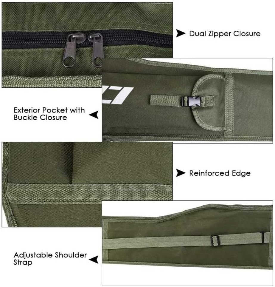 Canvas Folding Fishing Rod Bag Fishing Pole Case Fishing Tackle Gear Travel Case,Collapsible Portable Foldable Fishing Rod Carrier Fish Pole Tools Storage Bag,For Traveling/Boat/Lake Fishing image number 3