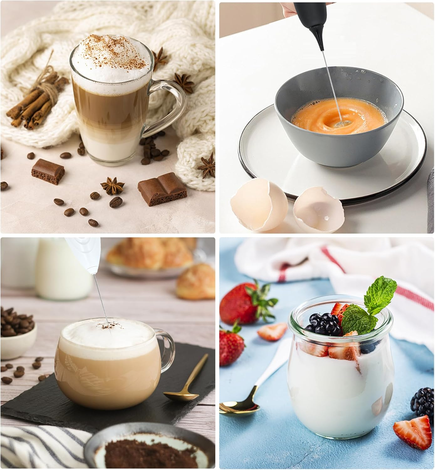 YBVABE Milk Frother Handheld - Portable Coffee Stirrer for Milk Froth, Matcha Whisk with High Powered Improved Motor, Mini Whisk Electric Chocolate Shaker, Drink Mixer for Cappuccino, Frother Maker image number 1