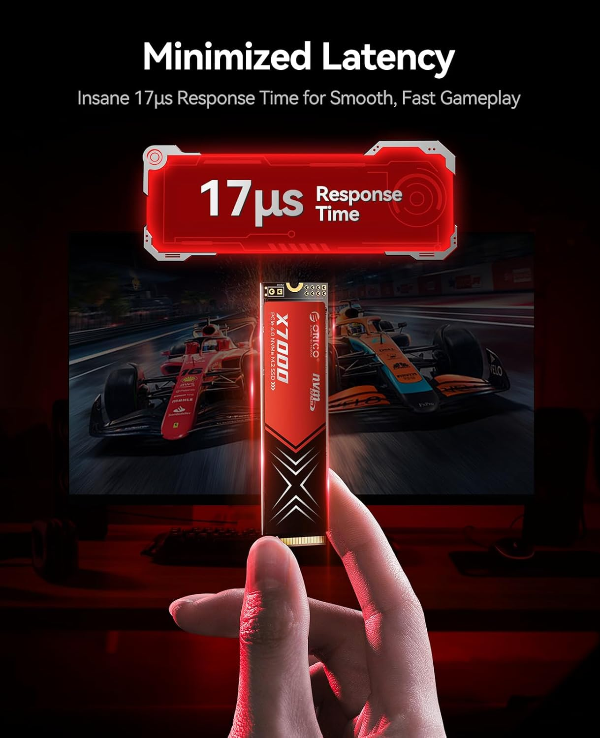 ORICO X7000 2TB Nvme SSD for Gaming, 7400Mb/S Read Speed, 17&Mu;s Response Time, Pcie Gen 4 Internal Drive, PS5 & PC Compatibility, Comes with Heatsink for Enhanced Cooling and Multitasking