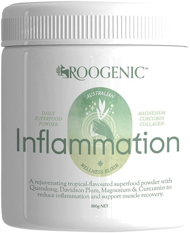 Roogenic Inflammation Wellness Powder, 180G, Tropical Flavour, with Quandong, Davidson Plum, Magnesium, Curcumin, Collagen