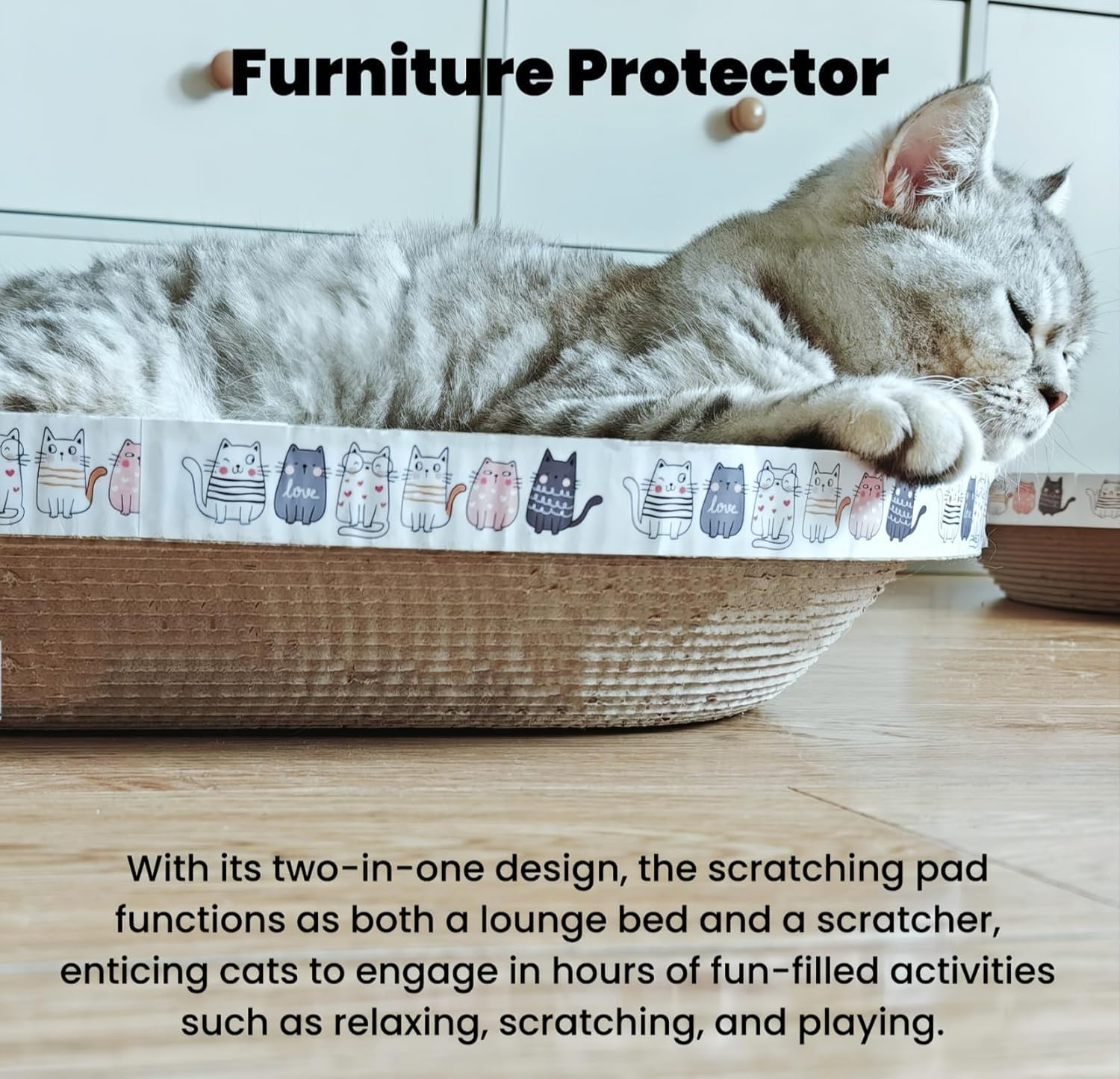 2 Pack Large Cat Scratcher Cardboard, Oval Indoor Cat Scratcher Bed Scratcher Pad Board Lounge Couch Cats Bowl Shaped Cat Scratching Post Nest for Cats Grinding Claw Furniture Protector image number 3