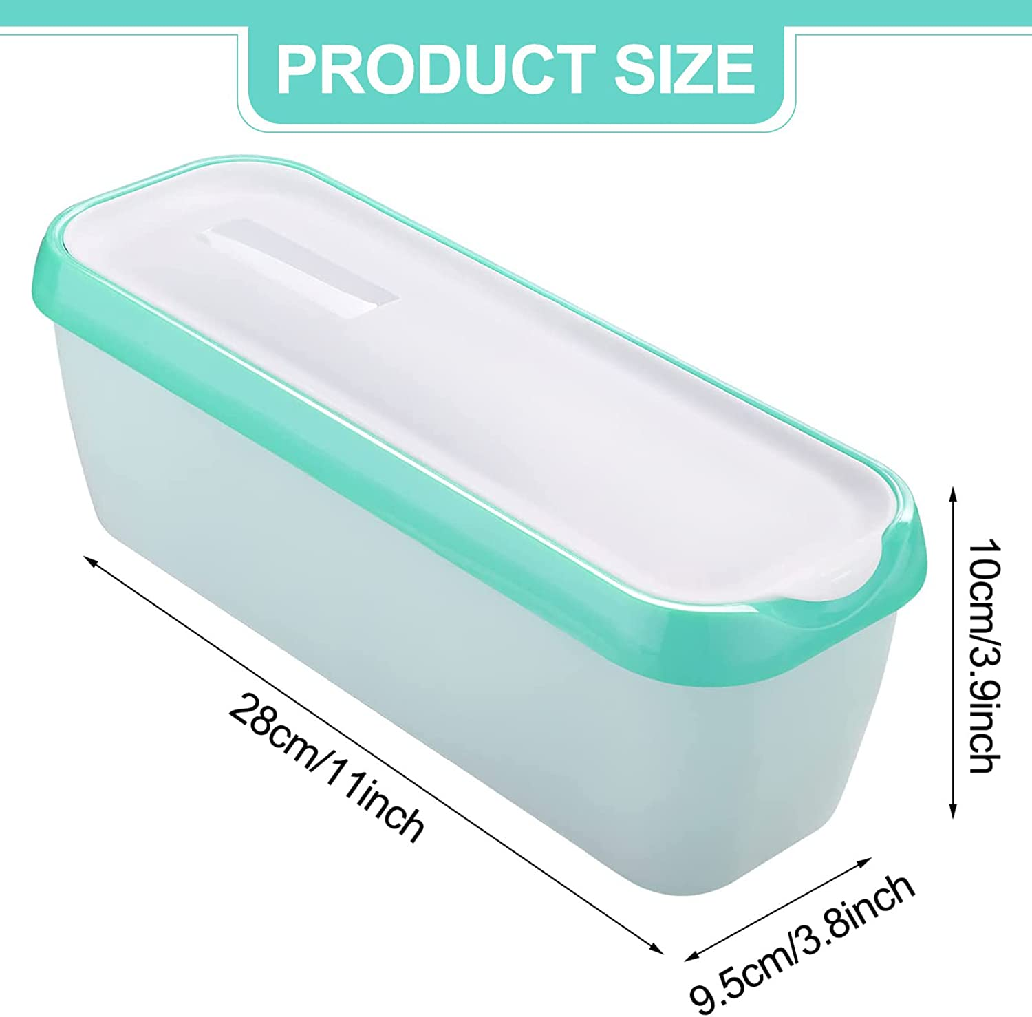 2 Pack Ice Cream Containers with Lids, 1.5 Quarts Reusable Homemade Long Ice Cream Tubs, Freezer Storage Container Perfect for Sorbet, Frozen Yogurt and Gelato image number 1