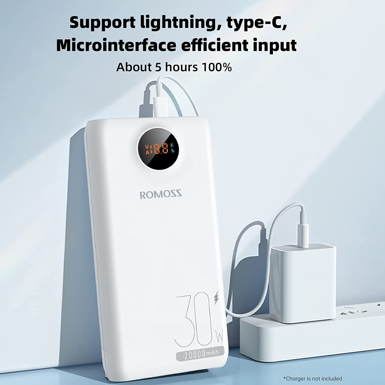 ROMOSS PD 30W 20000Mah Power Bank, 3 Input & 3 Output USB C Portable Charger, Fast Charging External Battery Pack for Iphone 16/15/14/13, Ipad, Samsung S24/S23/S22, Most Phones and Smart Devices image number 5