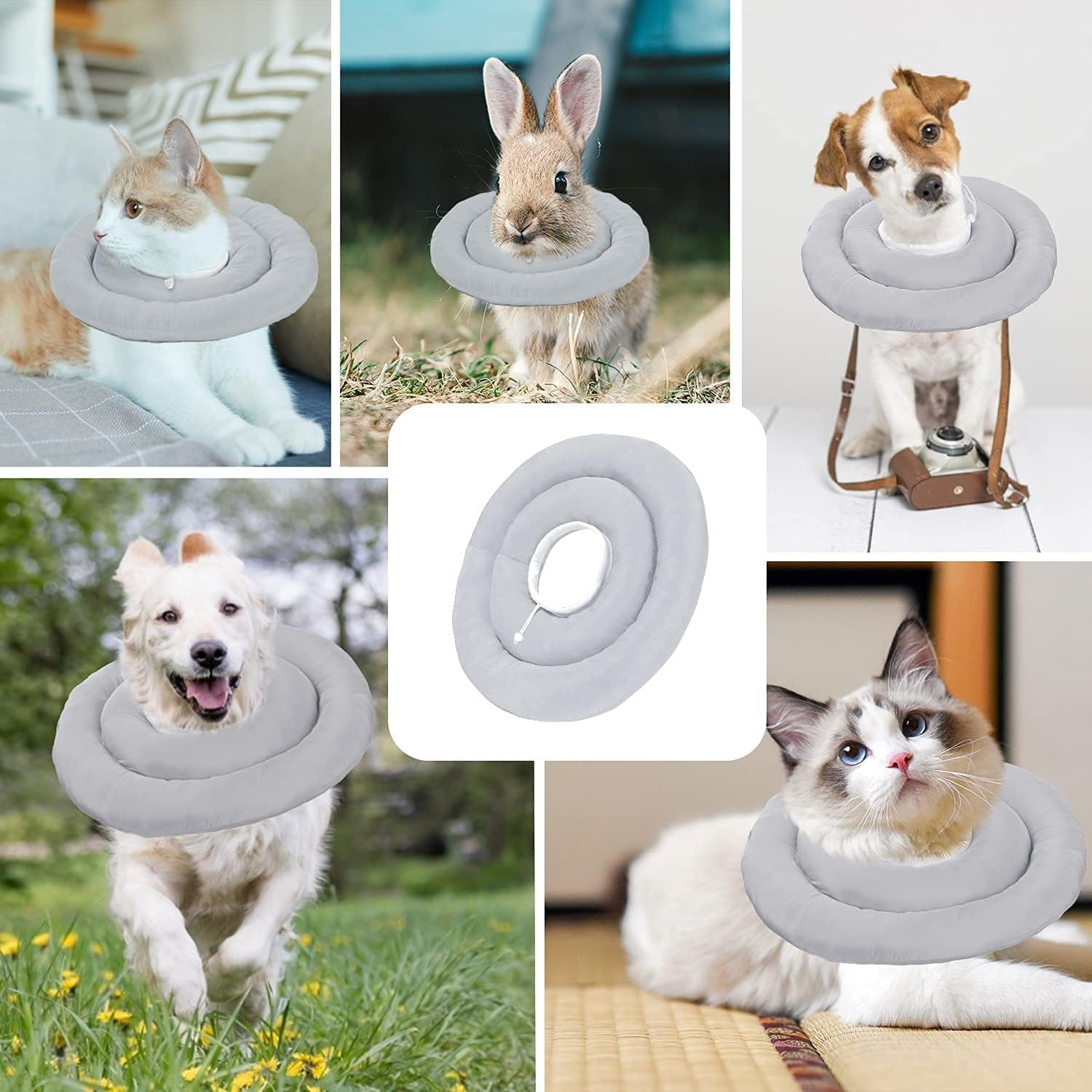 Soft Dog Cone Alternative after Surgery, Adjustable Collar for Dogs, Waterproof Dog Recovery Collar for Small and Medium Dogs (Blue Grey, Large) image number 6