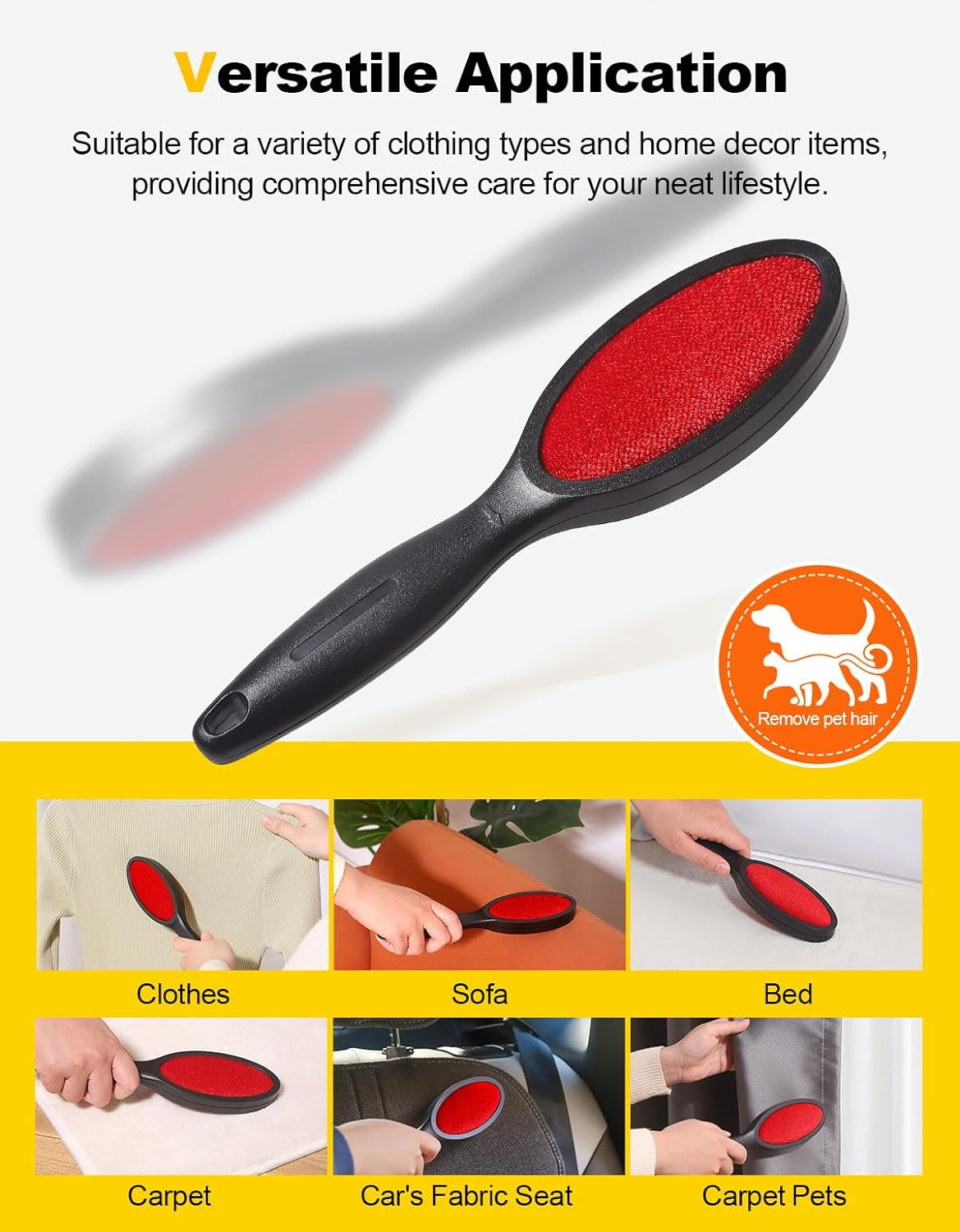 Lint Brush Lint Remover Lint Brushes for Clothes - Dual Sided Reusable Pet Hair Remover for Clothes Sheet Carpet Furniture Fabric - Set of 2 image number 2