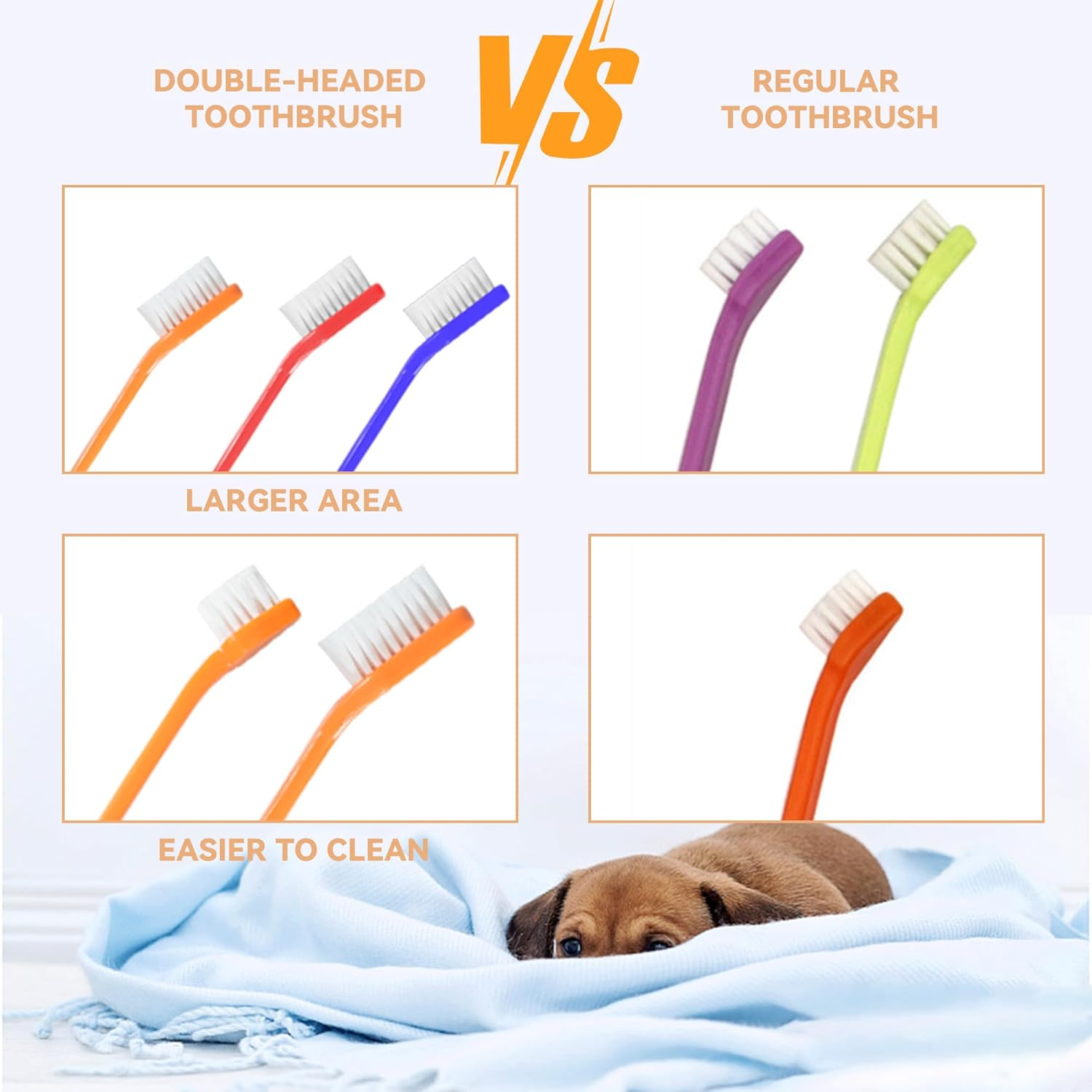 70 Pieces Dog Tooth Brush Pet Toothbrush, Dual Headed Dog Cat Tooth Brushes, Multicolored Soft Grooming Pet Toothbrush for Small and Large Pet Teeth Cleaning Dental Oral Care image number 6