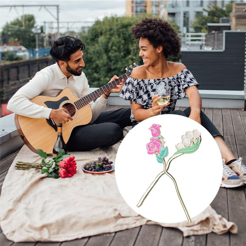 4Pcs Metal Flowers Bookmarks - Page Holders with Flower Pendant for Reading Lovers image number 6