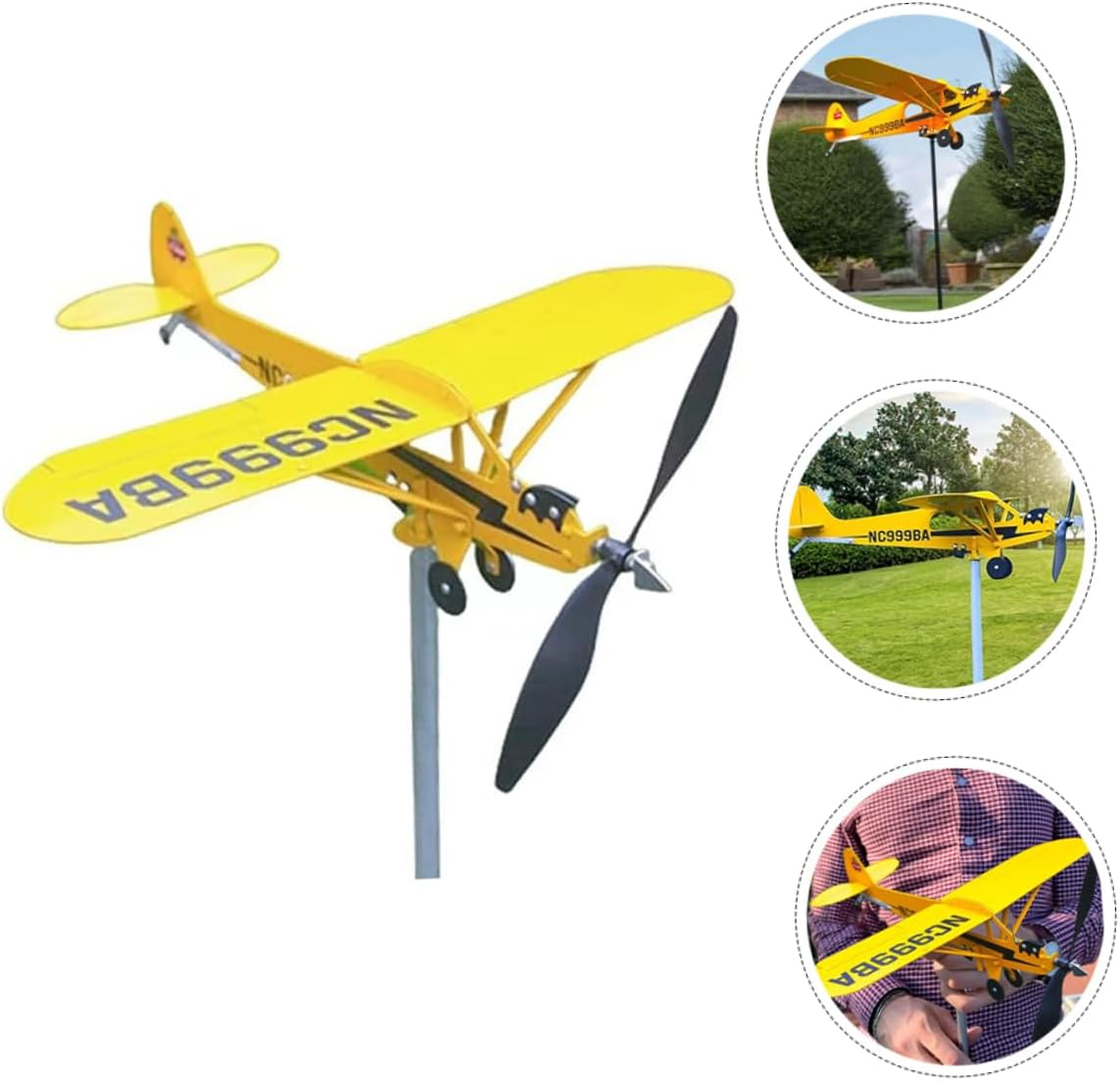 Farmhouse Weather Vane Metal Airplane Wind Direction Indicator for Structure Easy to Install Decorative Garden Decor image number 6