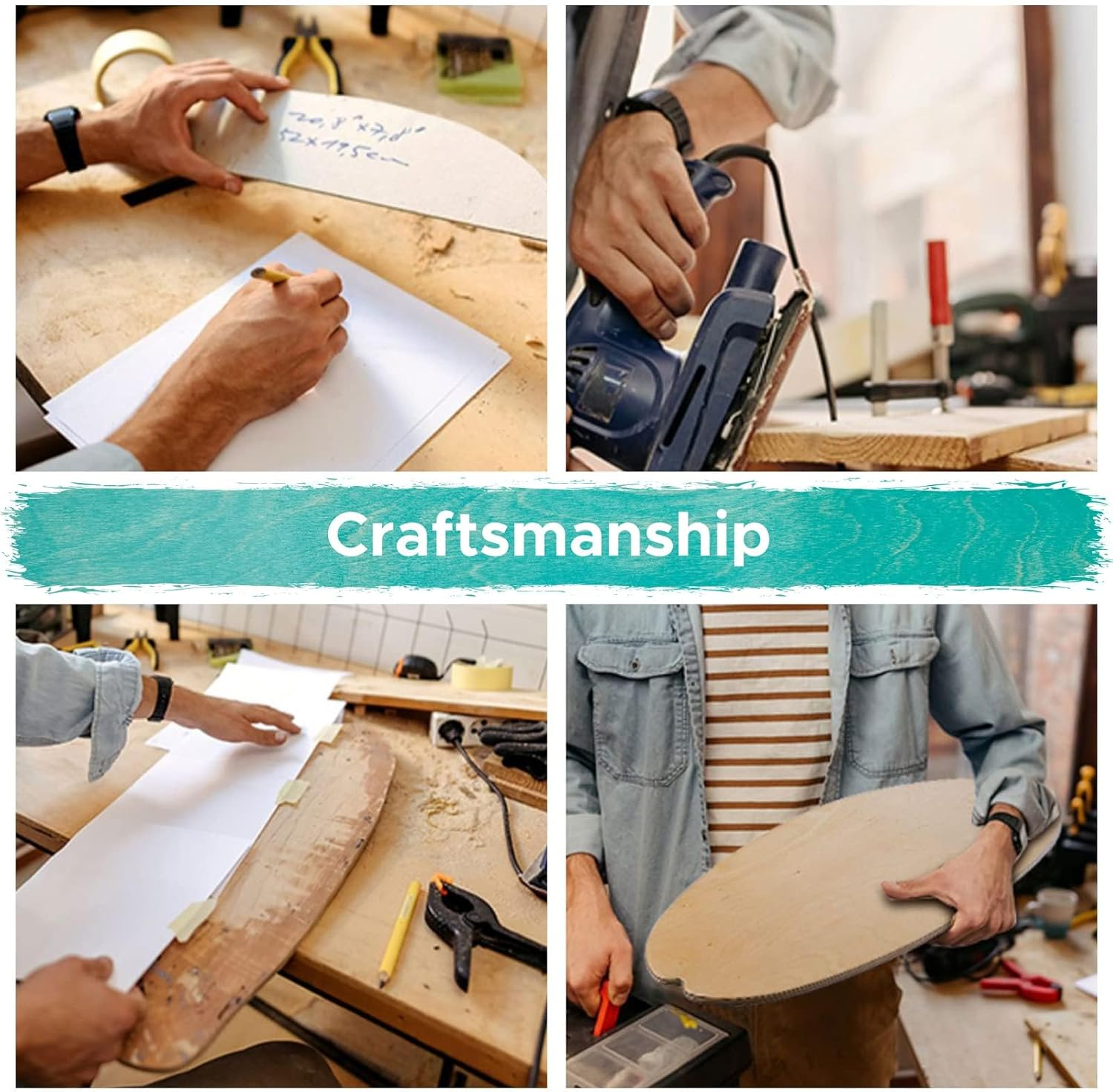 XCMAN Surf Balance Board Trainer with Roller Wooden Exercise Balancing Stability Trainer - Non Slip Surface for Adults Kids|Balance Board for Surfing,Snowboarding,Skateboarding,Hockey,Yoga Training - Boat Bown image number 7