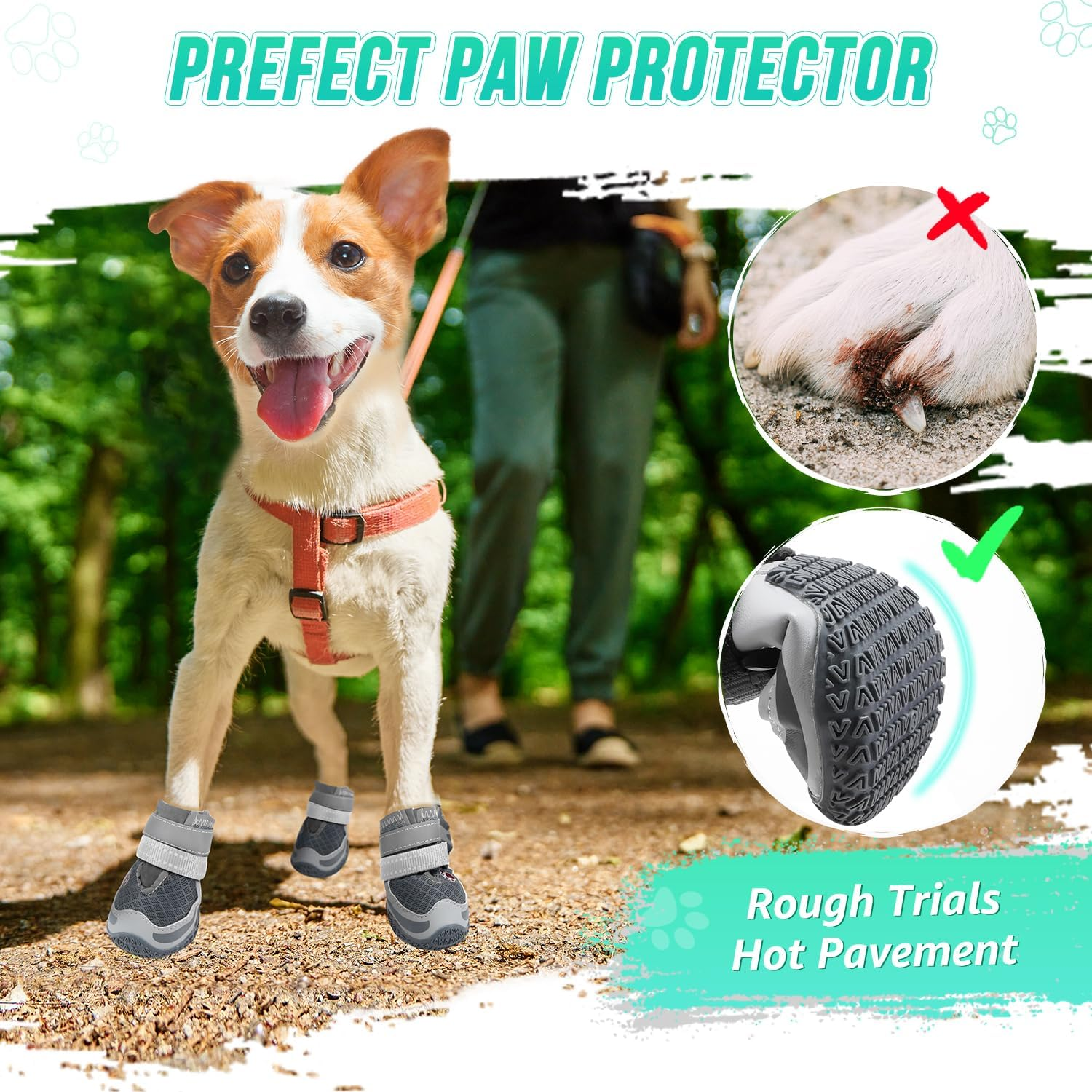 Slowton Dog Shoes for Summer Hot Pavement - Breathable Dog Boots for Large Small Medium Pet, Paw Protector for Outdoor Walking Hardwood Floor, Anti-Slip Rubber Booties for Winter Snow