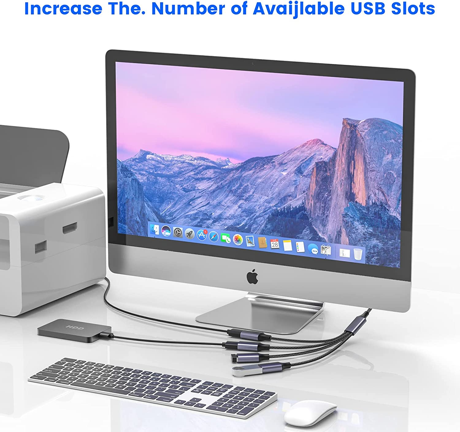 MOGOOD USB Splitter, 4 in 1 Cable Hub Adapter, Multi-Socket Converter with 4 Female Ports, Power Extension Cord for Pc/Car/Laptop/U Disk/Tv image number 2