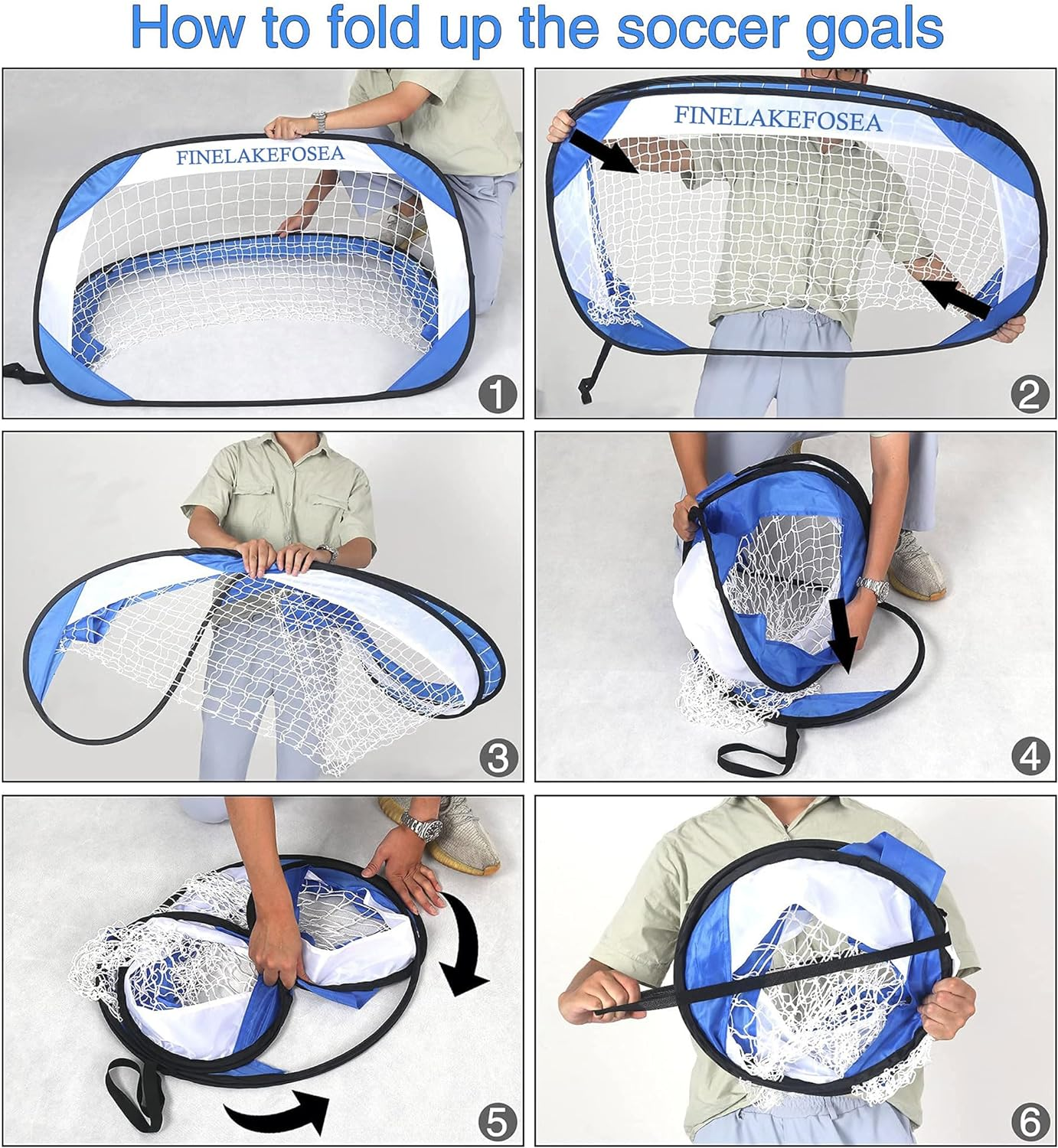 Soccer Goals for Backyard - 4'X 3' FINELAKEFOSEA Portable Soccer Goal Set Training Equipment with Carry Bag, Pop up Toddler Soccer Net for Kids Gift Games, Sports, Outdoor & Indoor Play Green/Blue image number 6