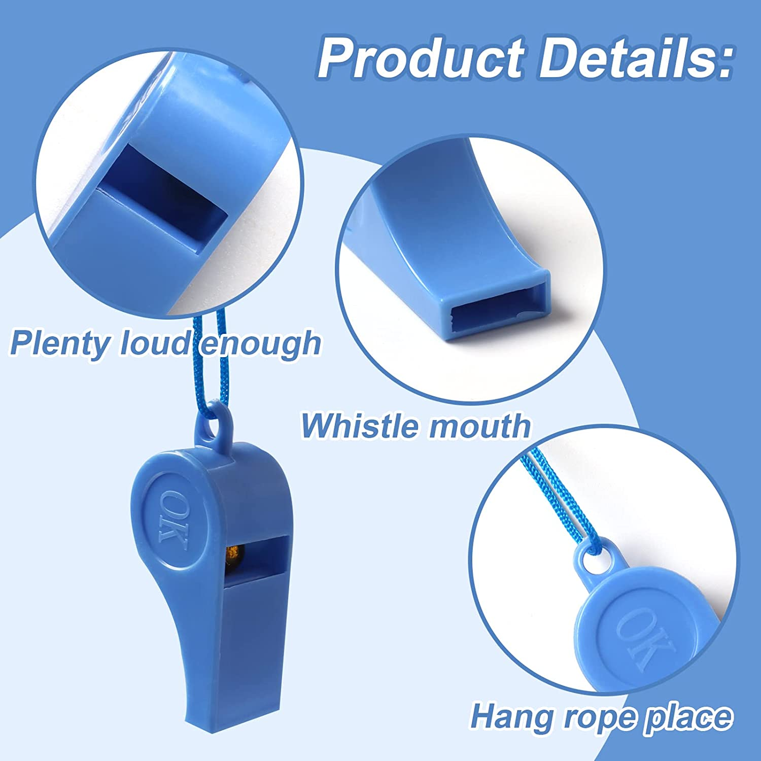 48 Pcs Neon Plastic Whistles with Lanyards Colorful Fun Noise Making Whistles for Party Sports,Party Favors,5 Colors