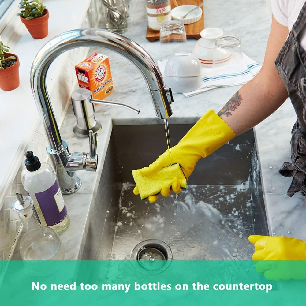 Soap Dispenser for Kitchen Sink, Sink Soap Dispenser with Longer Threaded Shaft Shank, 47" Extension Tube Connects Directly to Dish Soap Container, Wider Pump Head Base image number 6