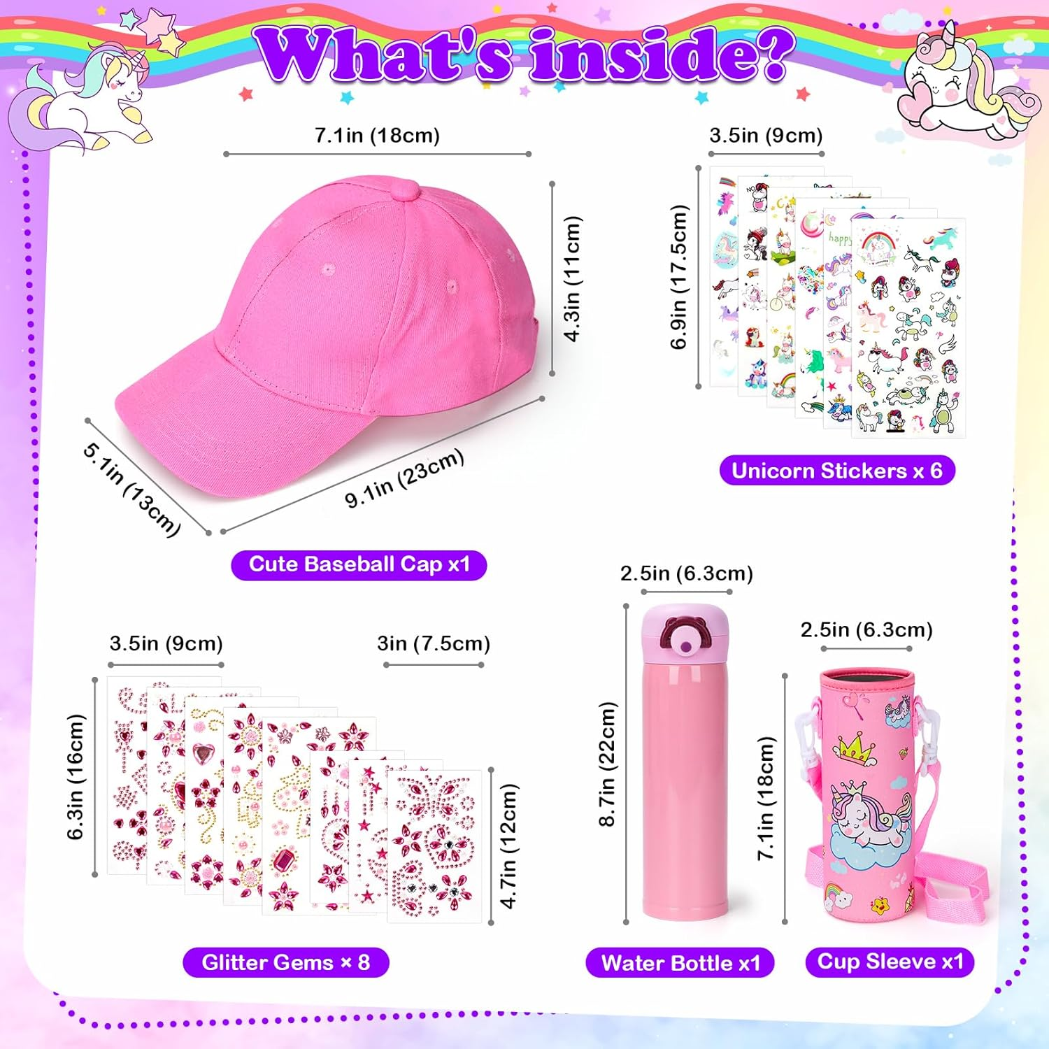 Gifts for 5 6 7 8 Year Old Girls Baseball Cap and Bottle: Toys for 6-7-8-9-10 Year Old Girls Birthday Presents Arts and Crafts for Kids Girls Toys Age 4-12 Make Own Baseball Cap and Bottle for Girls Gift image number 5