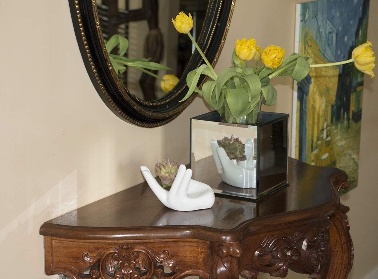 2 PCS Air Plant Holder Cute Ceramic Mini Hand Shape Stand Airplants Tillandsia Small Container Pot Plant Decorative Home Decor for Desk Table Shelf Window, White image number 2