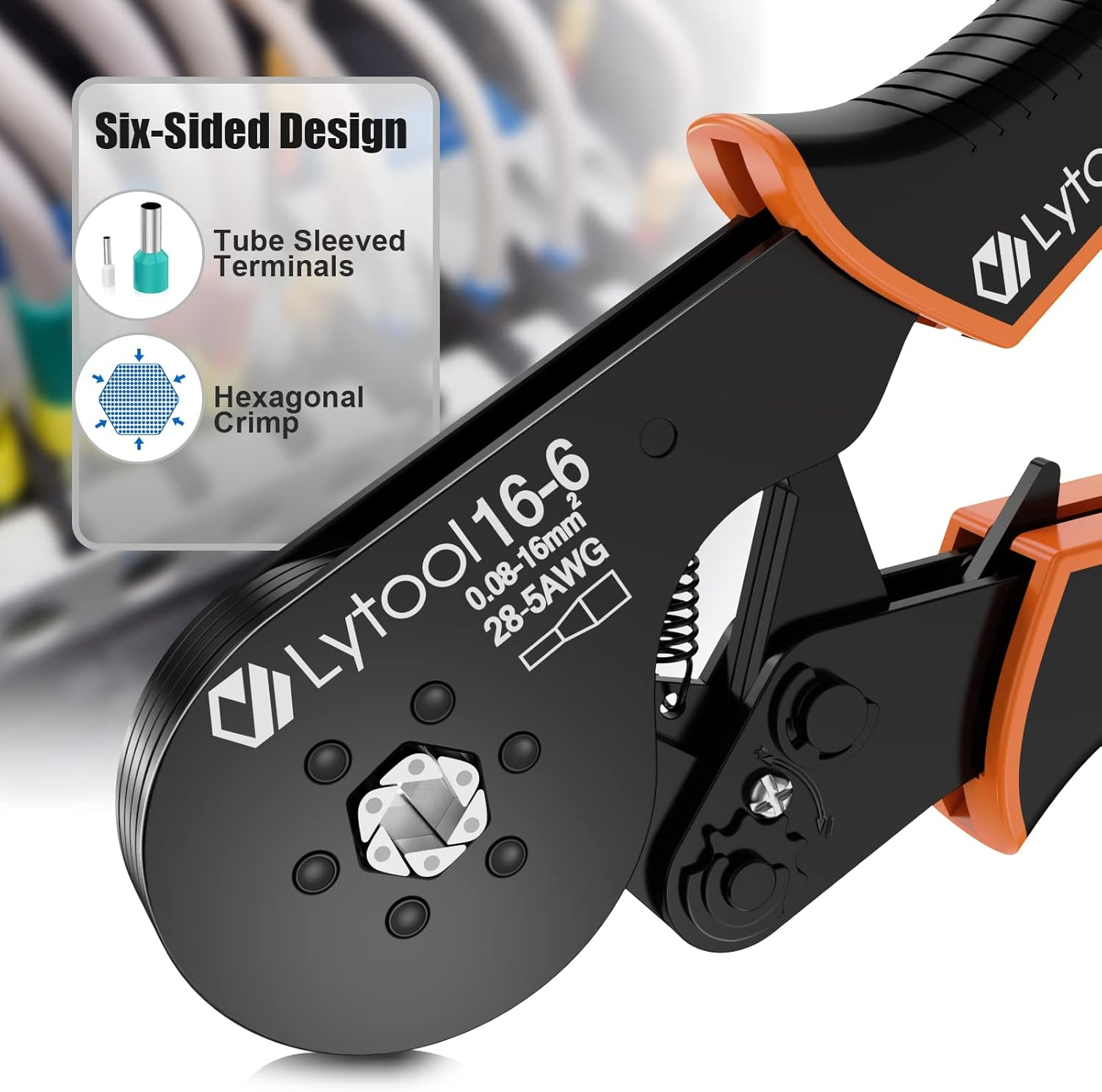 Ferrule Crimping Tools, Lytool 0.08-16Mm&sup2; Hexagonal Bootlace Ferrule Crimping Tool Kit Self-Adjustable Ratchet Crimping Pliers Set Wire Crimping Tool image number 2