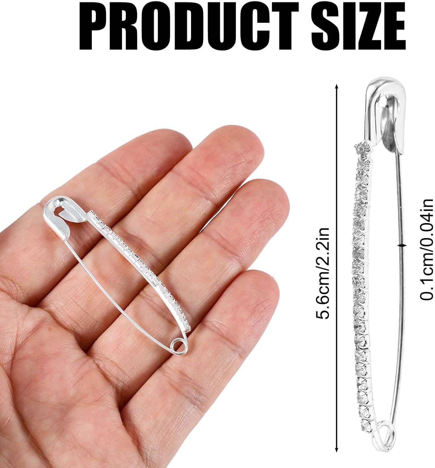 26Pcs Rhinestone Safety Pins, Basting Pins for Quilting Sewing Safety Pins Quilting Basting Pins Curved Basting Pins Curved Safety Pins for Women Skirts Sweater Scarf (Silver) image number 4