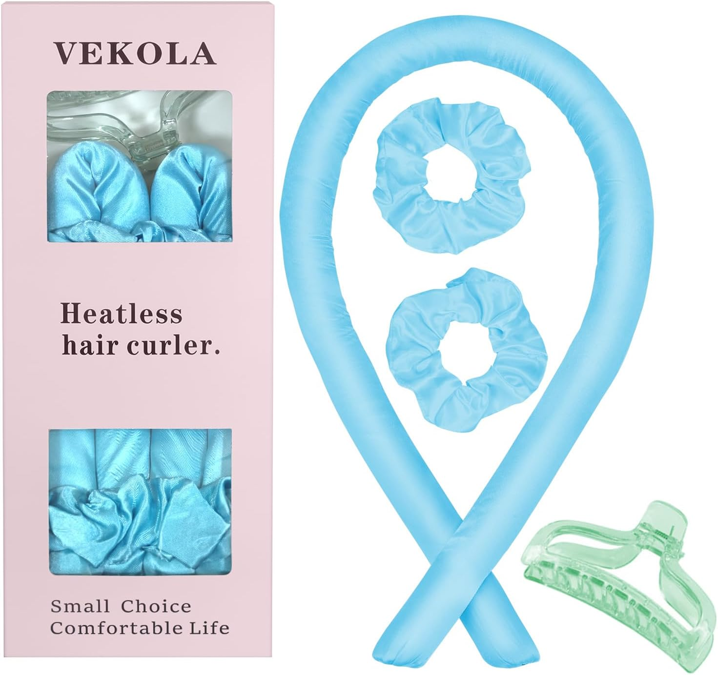 Heatless Hair Curler Headband Creates Heatless Curls and Waves While You Wear (Blue, Medium)