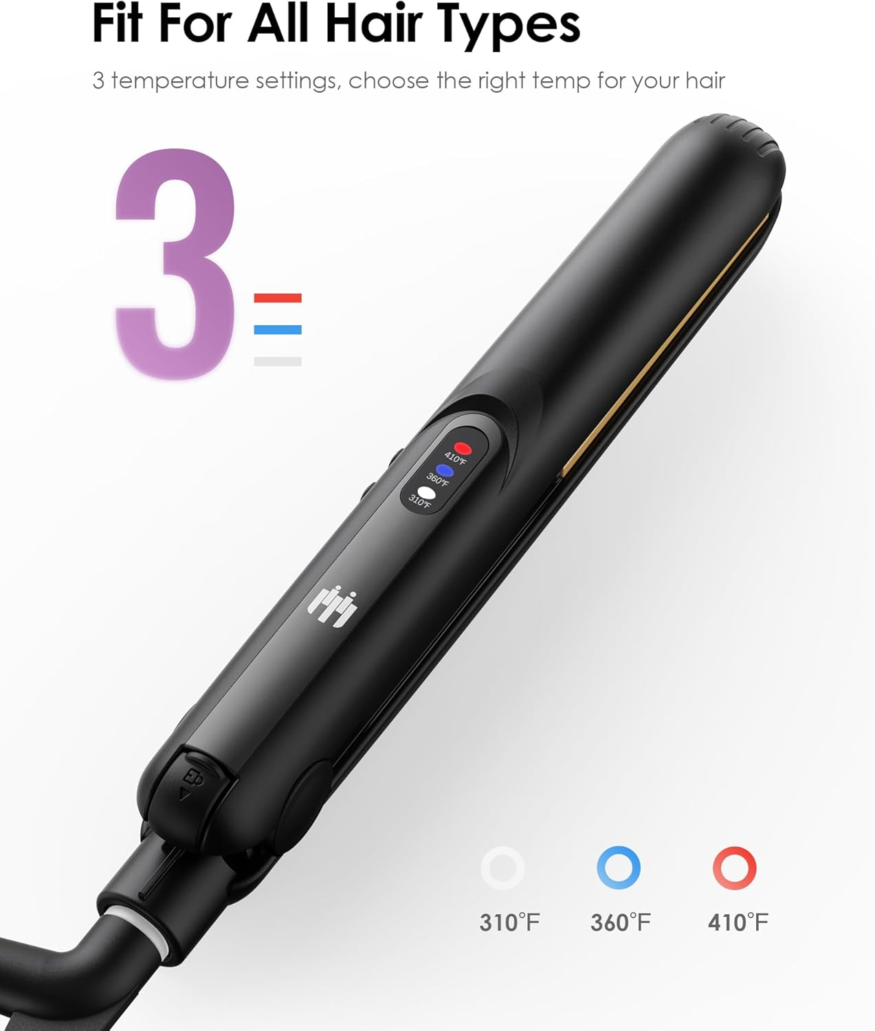 Mini Flat Iron, 0.7 Inch Ceramic Small Hair Straightener for Short Hair Curls Bangs, Portable Travel Iron Dual Voltage with Travel Pouch, 3 Temperature Adjustable image number 6