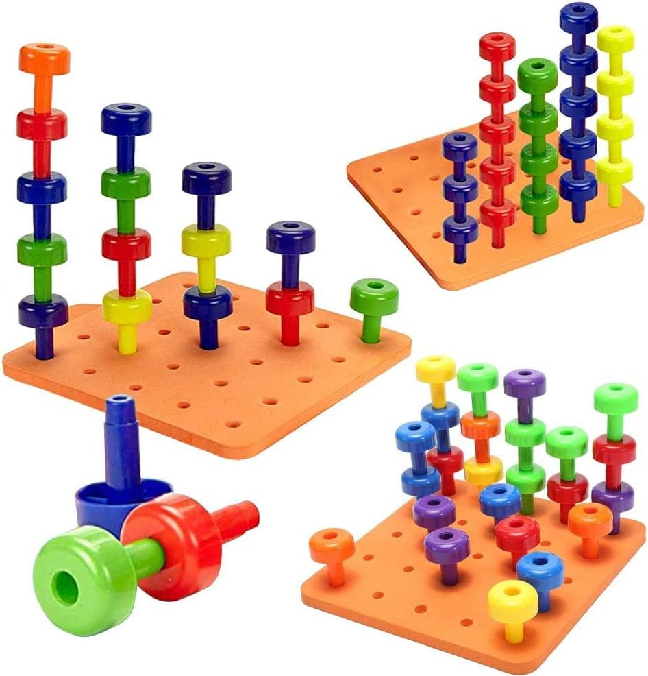 Hobby Crazy Peg Board Set - Montessori Toys for Toddlers, Preschool Kids 30 Pegs for Learning Games, Sorting Counting - Occupational Therapy Fine Motor Skills Activity Pegboard image number 6