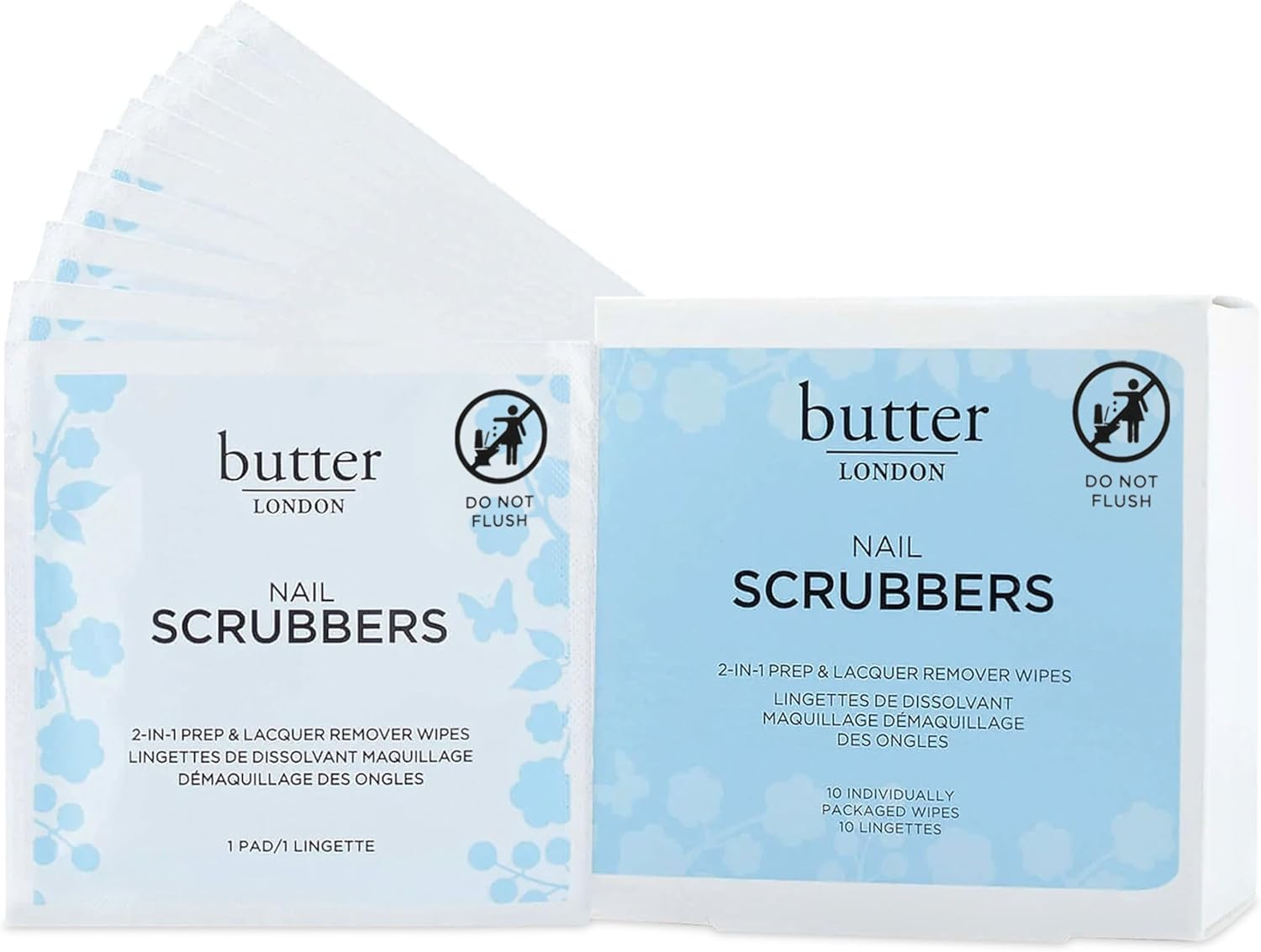 Butter London Nail Scrubbers - Intensely Saturated and Easy-To-Use - Lacquer Remover and Manicure or Pedicure Prep - Hydrates and Nourishes Cuticles with Vitamin E and Aloe - 10 Pc Wipes image number 5