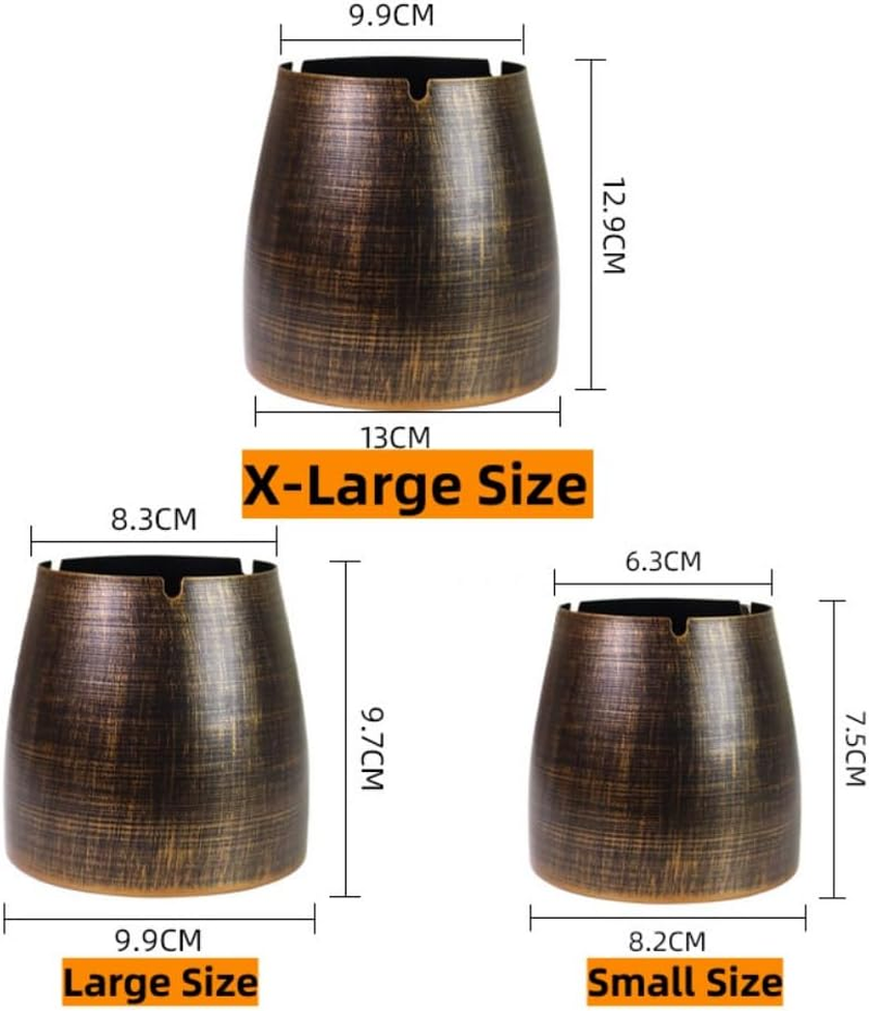 Cigar Ashtray with Lid for Outdoors outside Patio Home Retro Decor, Large Cigar Holder Ashtray for Cigarettes Windproof (Large)