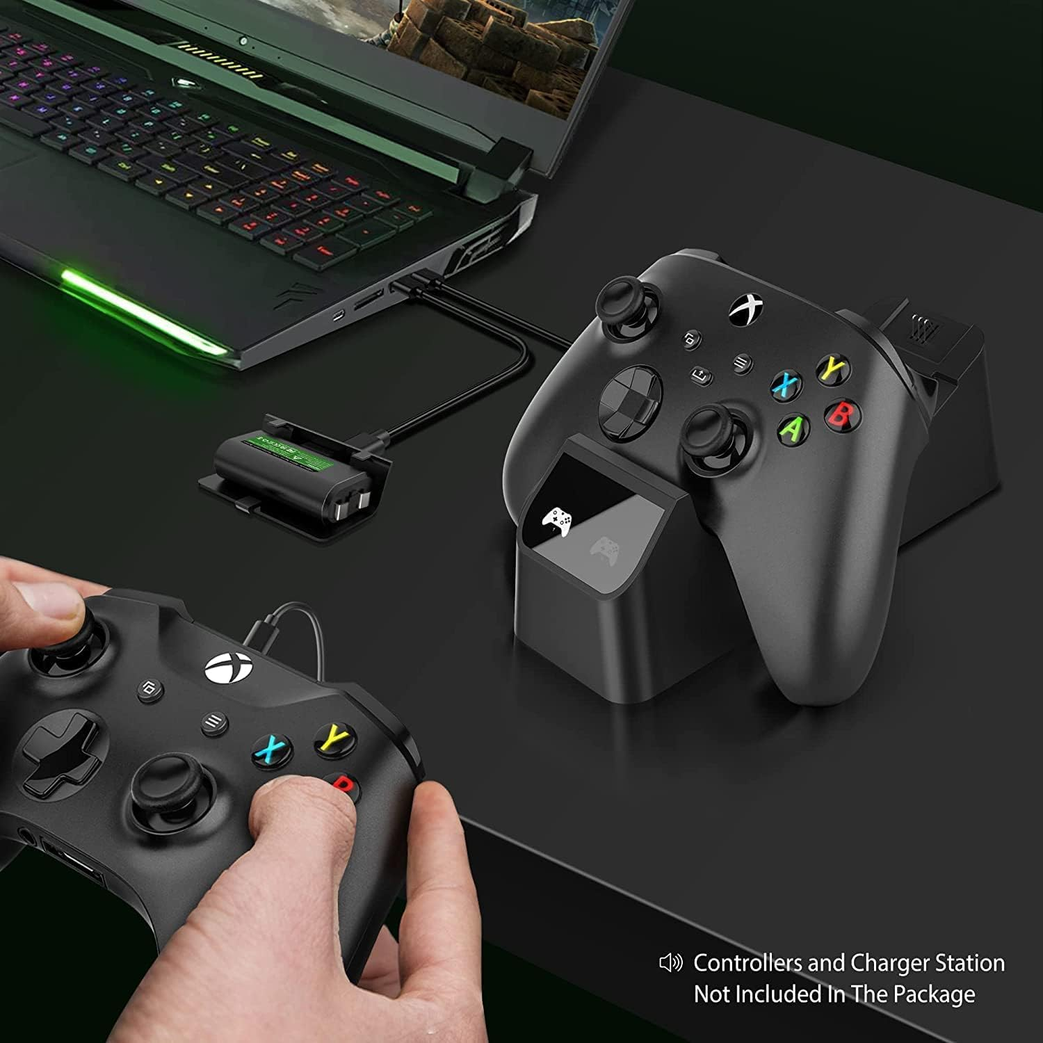 Rechargeable Controller Battery Pack for Xbox, XICEN 2X4800Mwh(1800Mah) Batteries Pack with USB-C Charging Cable for Xbox Series X/S, Xbox One, Elite Remote Play and Charge Kit with 4 Cover(2 Pack) image number 1