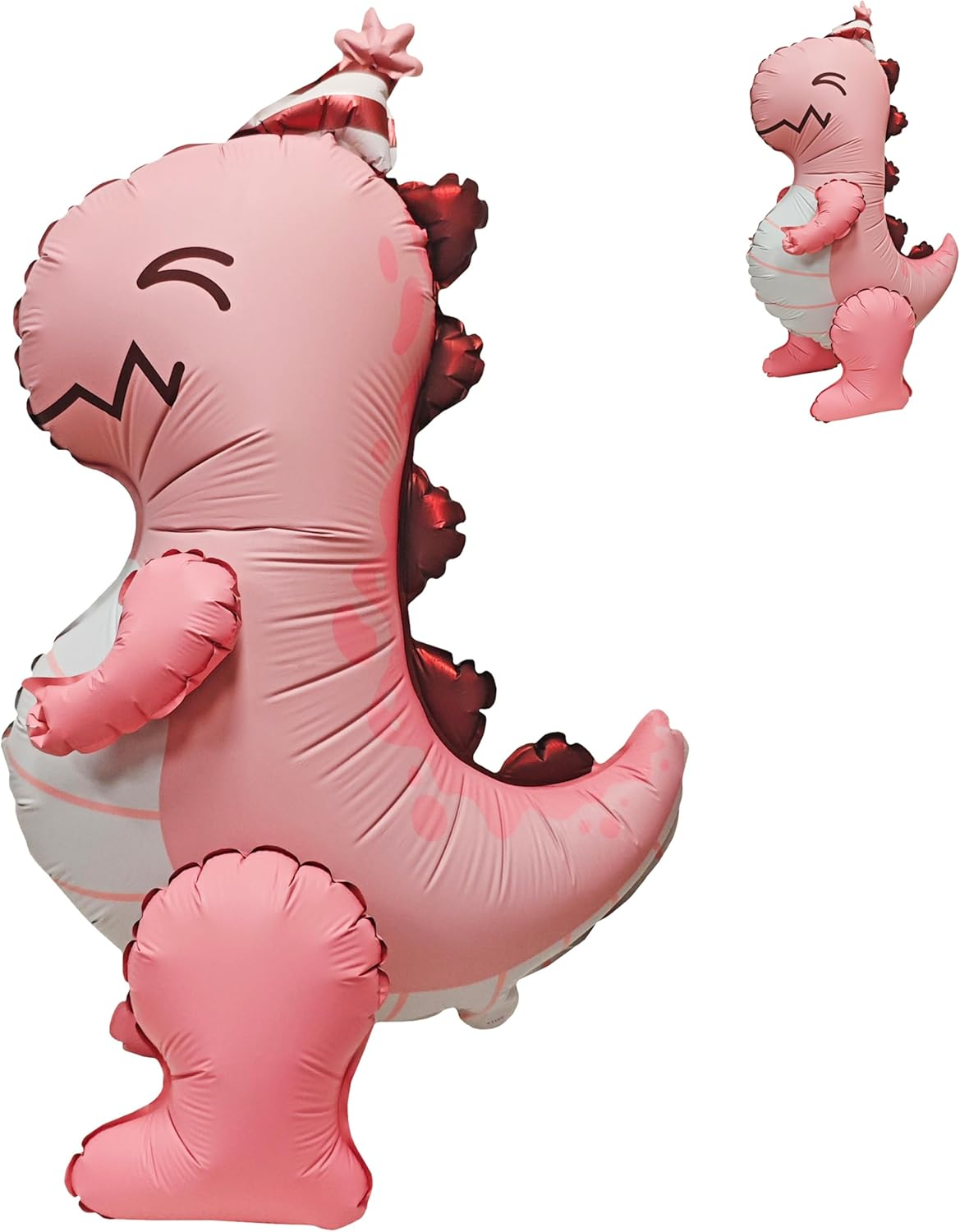 4D Matte Dinosaur Animal Balloons Cute Hat Inflatable Pink Dinosaur Foil Balloons for Dinosaur Themed Birthday Party Baby Shower Decoration Kids Jungle Theme Birthday Party Supplies Decor