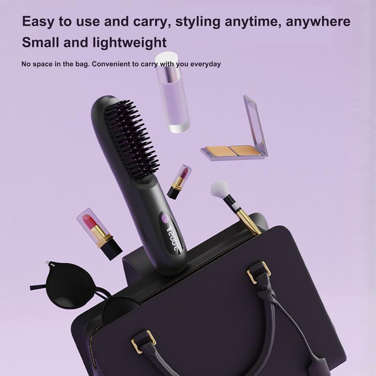 Straightening Brush, Ionic Hot Straightener Brush, Portable Grooming Straightening Tools with 3-Temperature for Salon Travel Home Morning Routine Trip