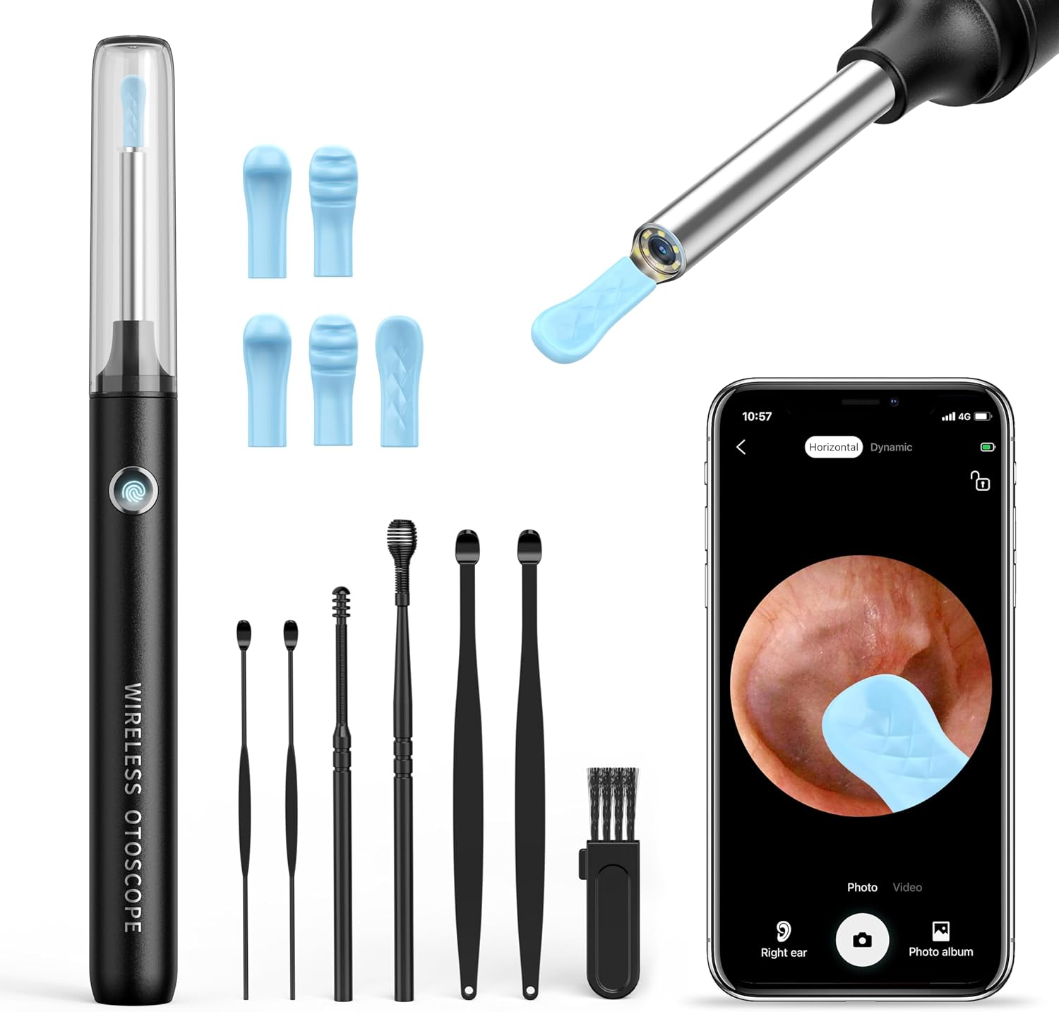 Ear Wax Removal Tool, Qimic Ear Cleaner Wax Removal, 1080P Ear Cleaner Camera with Anti-Dust Cover, Wireless Ear Camera Otoscope with Earwax Remover for Iphone, Ipad & Android Smart Phones