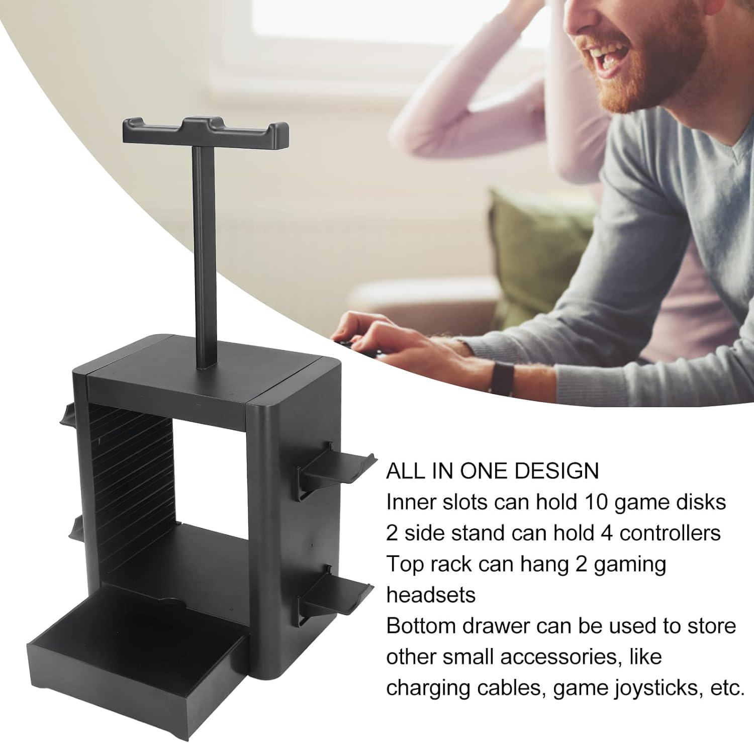 Game Storage Tower, Multi Purpose Desktop Storage Rack All in One Design, ABS Gamepad Disc Storage Bracket for for for Series image number 3