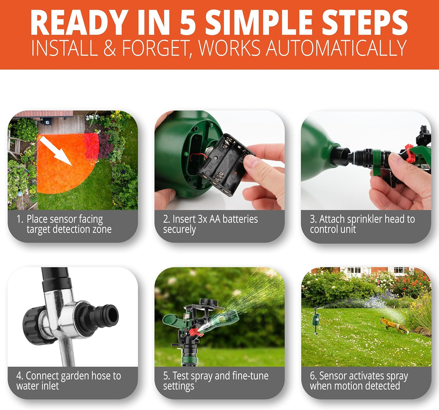 Ratkil Animal Repeller with Water Spray &ndash; Motion Activated Sprinkler for Garden Perfect as a Cat Repeller, Pigeon Deterrent, Fox Repellent & Bird Scarer &ndash; Chemical Free Pest Control for Gardens image number 6