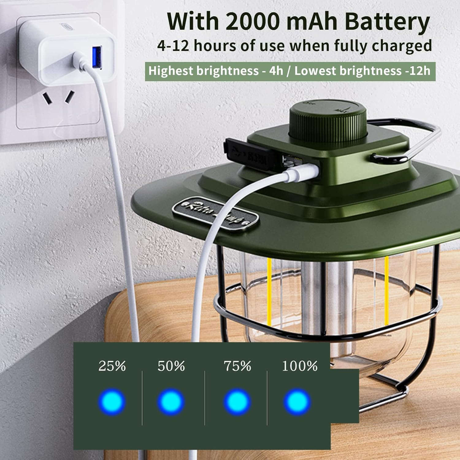 LETOUR Rechargeable Lantern, 2000Mah Type-C LED Camping Lantern, IP65 Waterproof Camping Tent Light Dimmable Brightness Camping Lamp Lantern Power Bank for Camping, Hiking, Emergency, Fishing image number 5